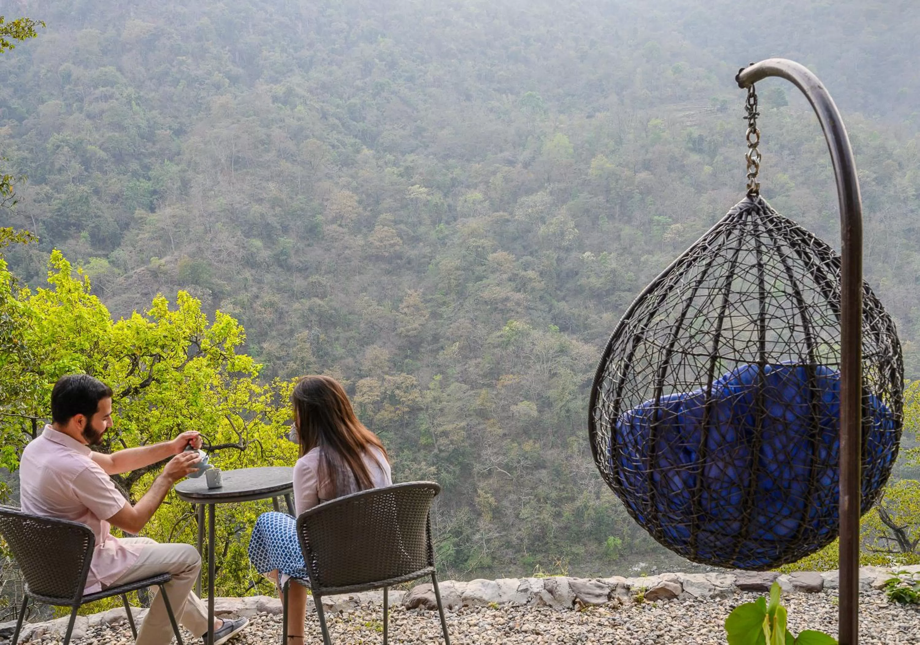 Mountain view in Neemrana's Glasshouse on the Ganges