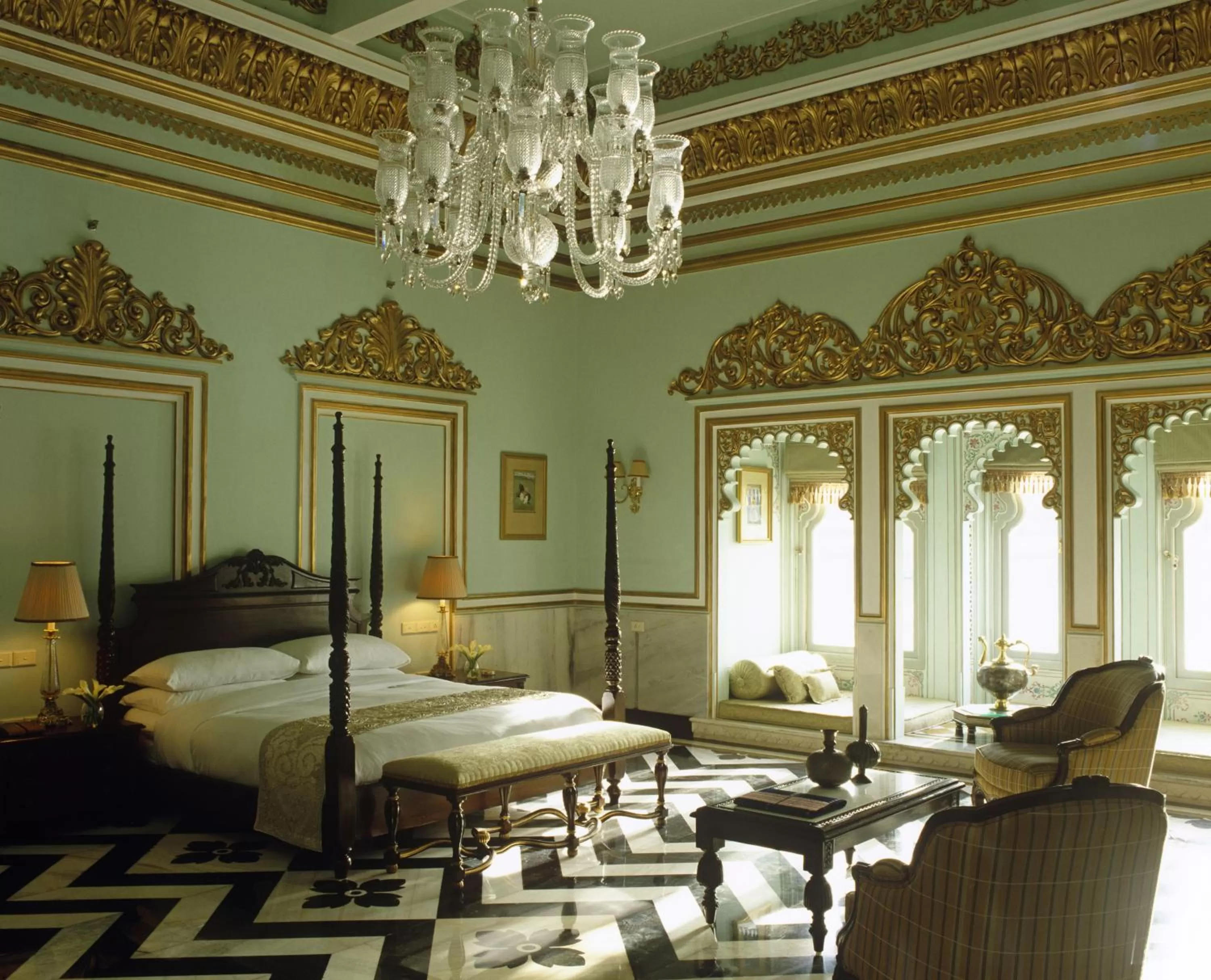 Photo of the whole room, Bed in Taj Lake Palace Udaipur