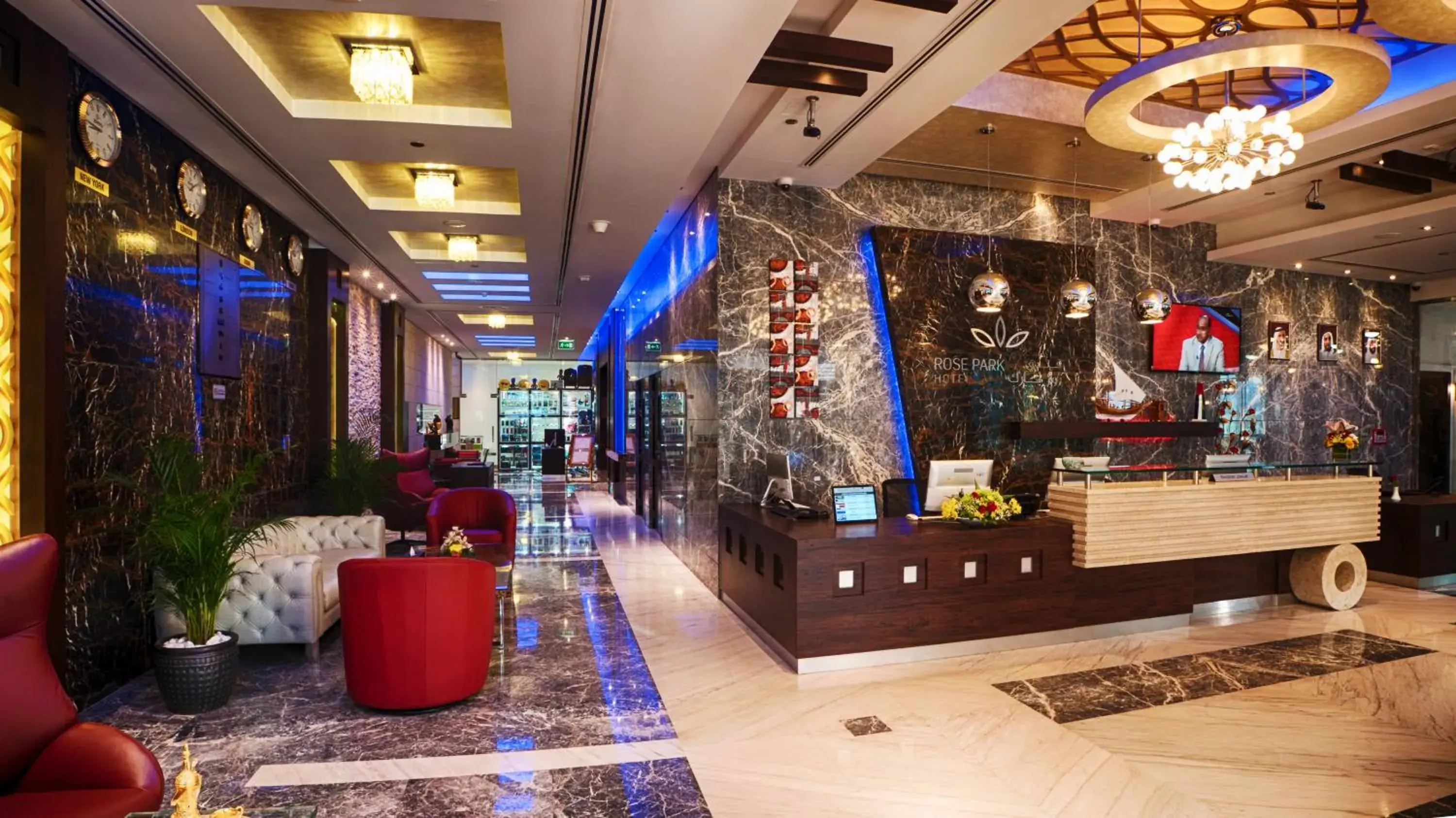 Lobby or reception, Lobby/Reception in Rose Park Hotel - Al Barsha, Opposite Metro Station