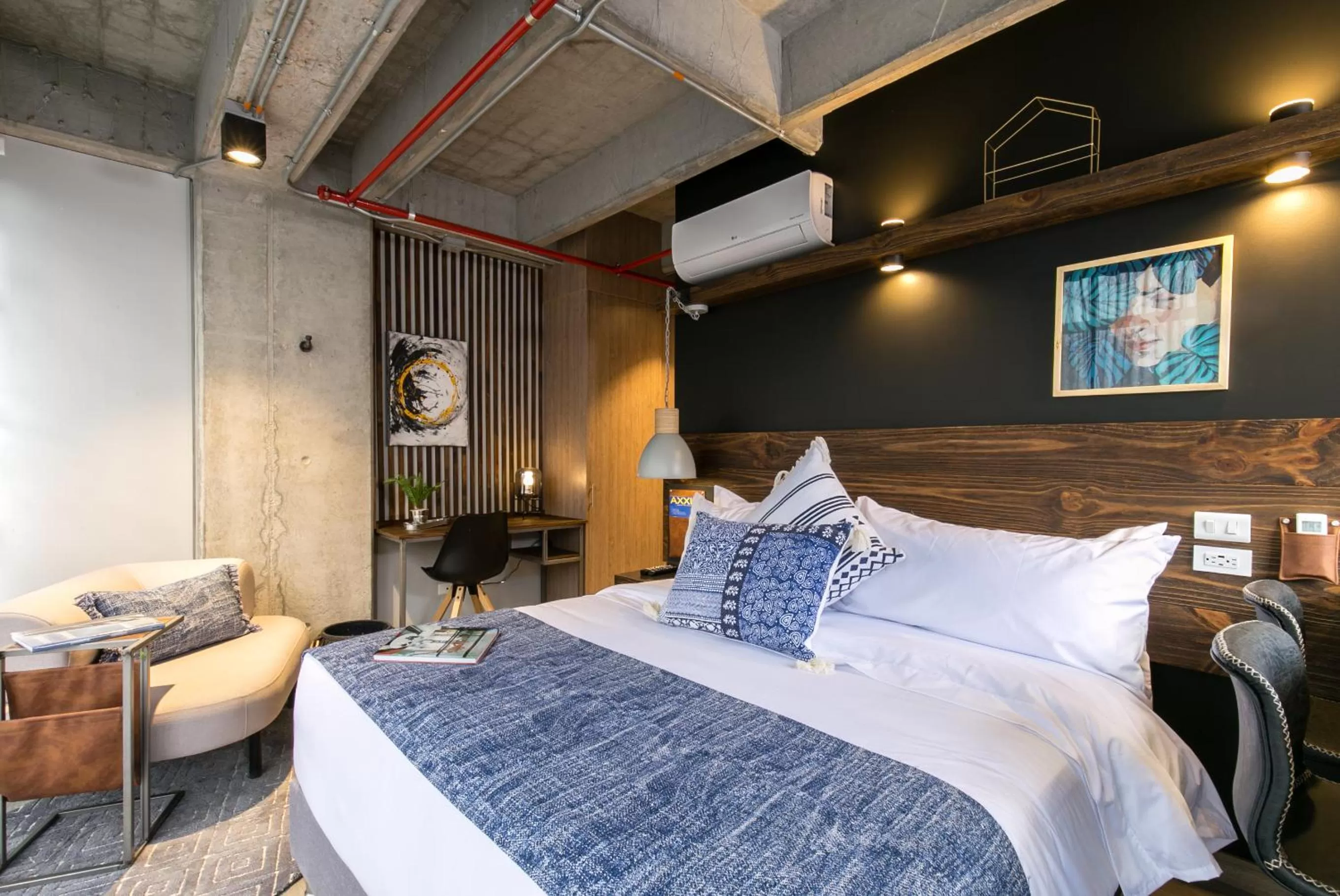 Bed in Factory Lofts Hotel