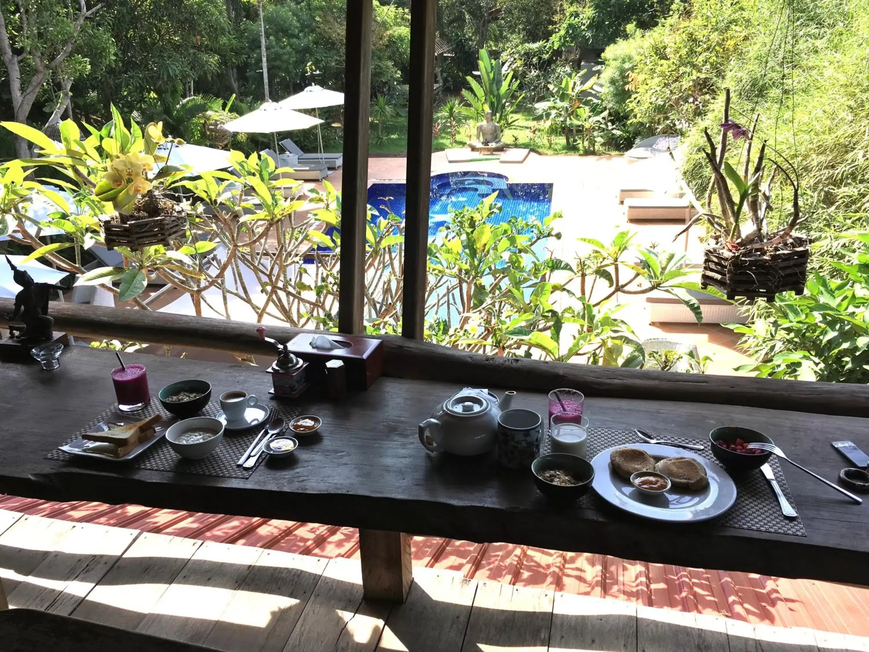 Breakfast, Pool View in TARA LODGE Haven of peace