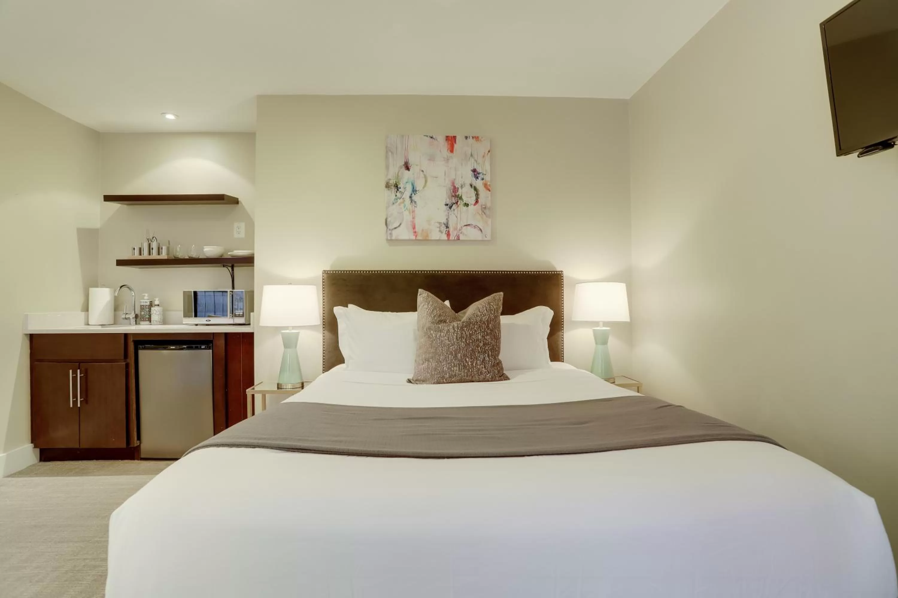 Bed in Sojourn at DuPont Place