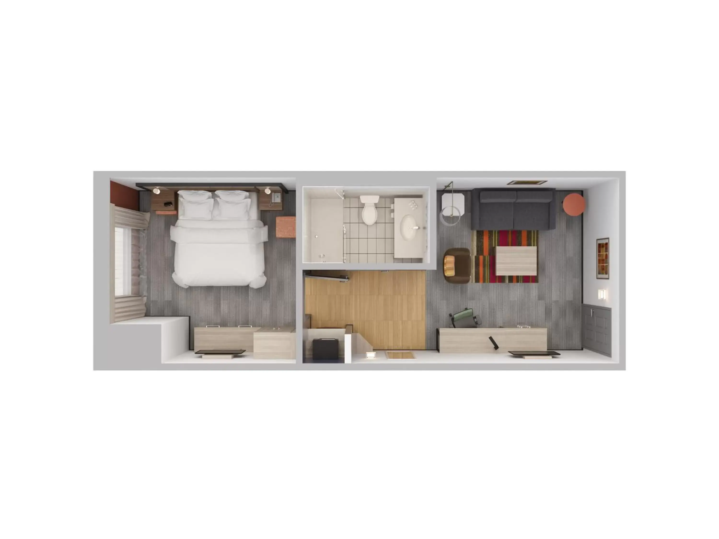Bedroom, Floor Plan in Holiday Inn Express & Suites S Lake Buena Vista, an IHG Hotel