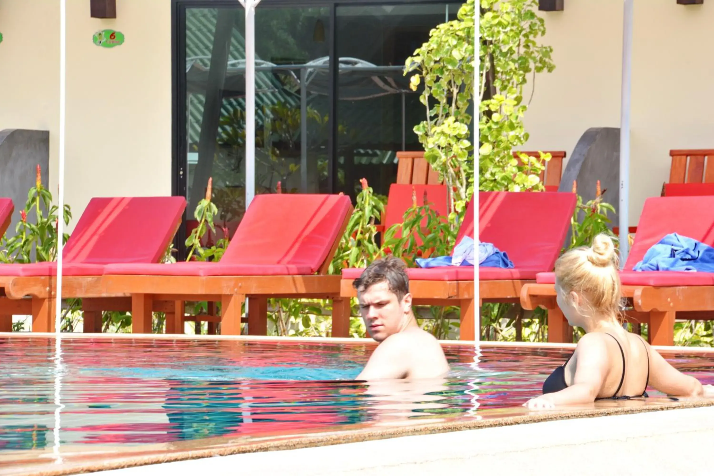 Guests, Swimming Pool in Golden Bay Cottage - SHA Extra Plus