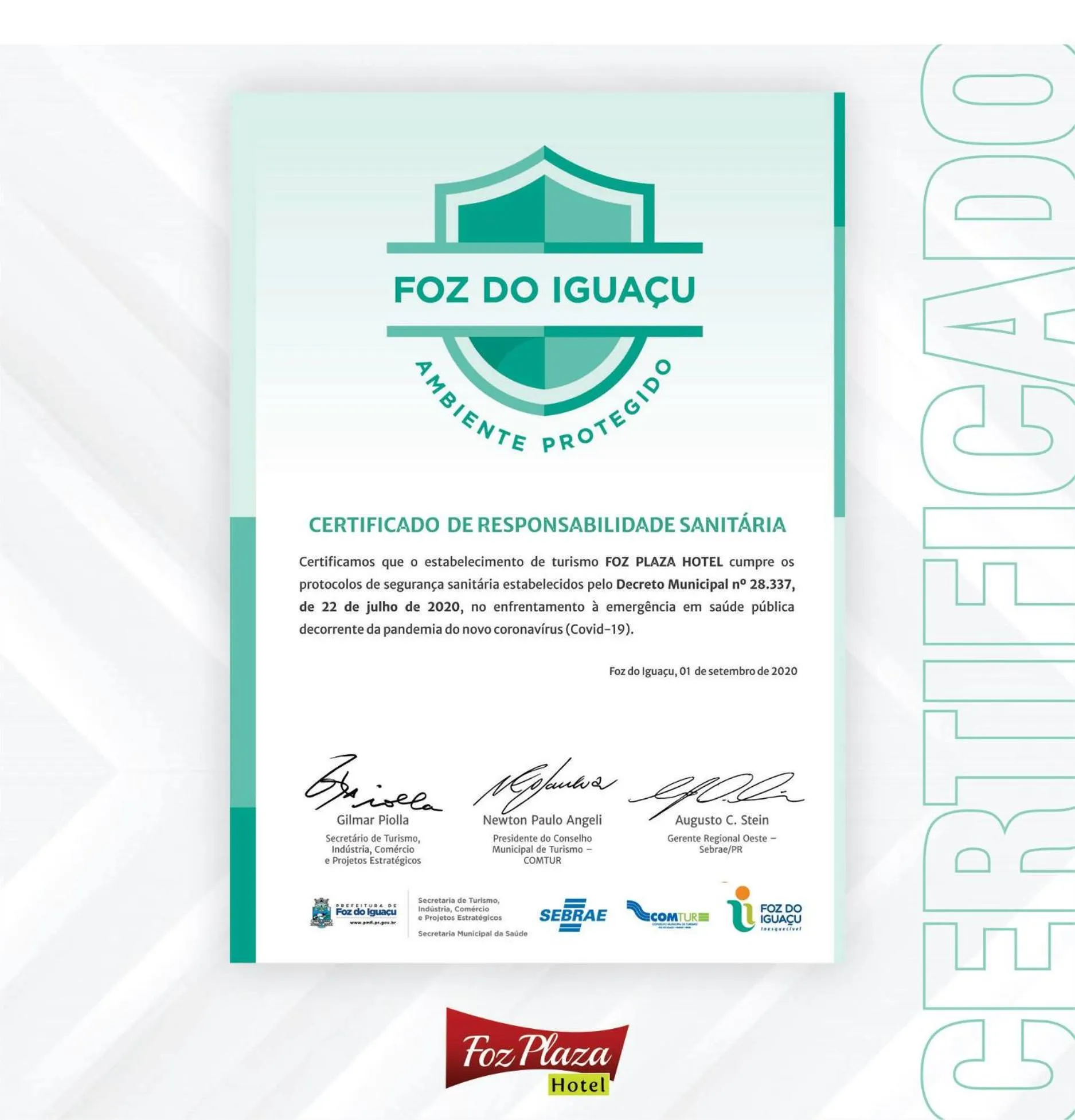 Certificate/Award in Foz Plaza Hotel