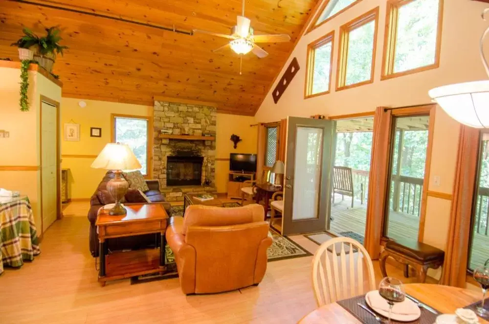 Living room, Seating Area in Asheville Cabins of Willow Winds