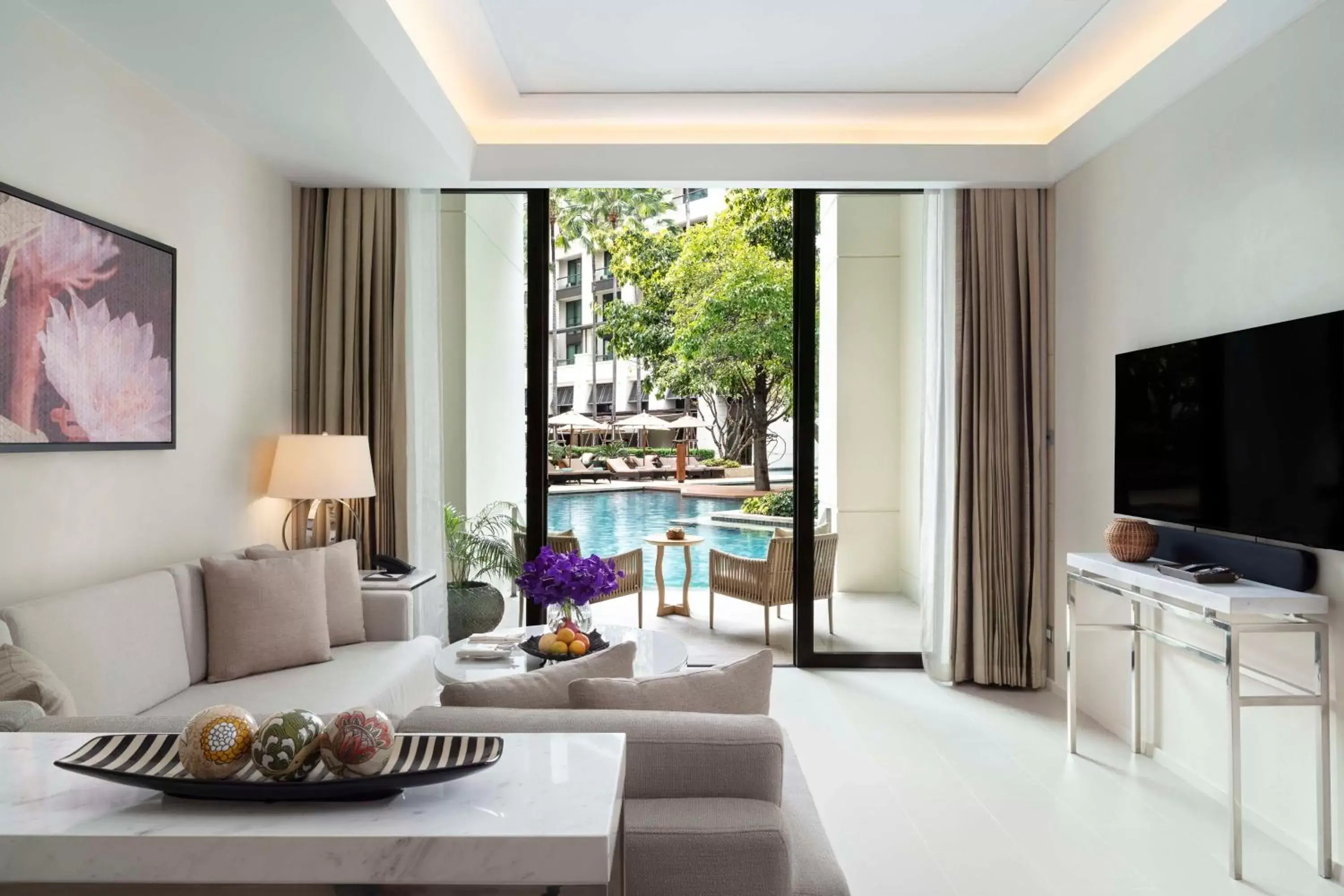 Bedroom, Pool View in Siam Kempinski Hotel Bangkok - SHA Extra Plus Certified