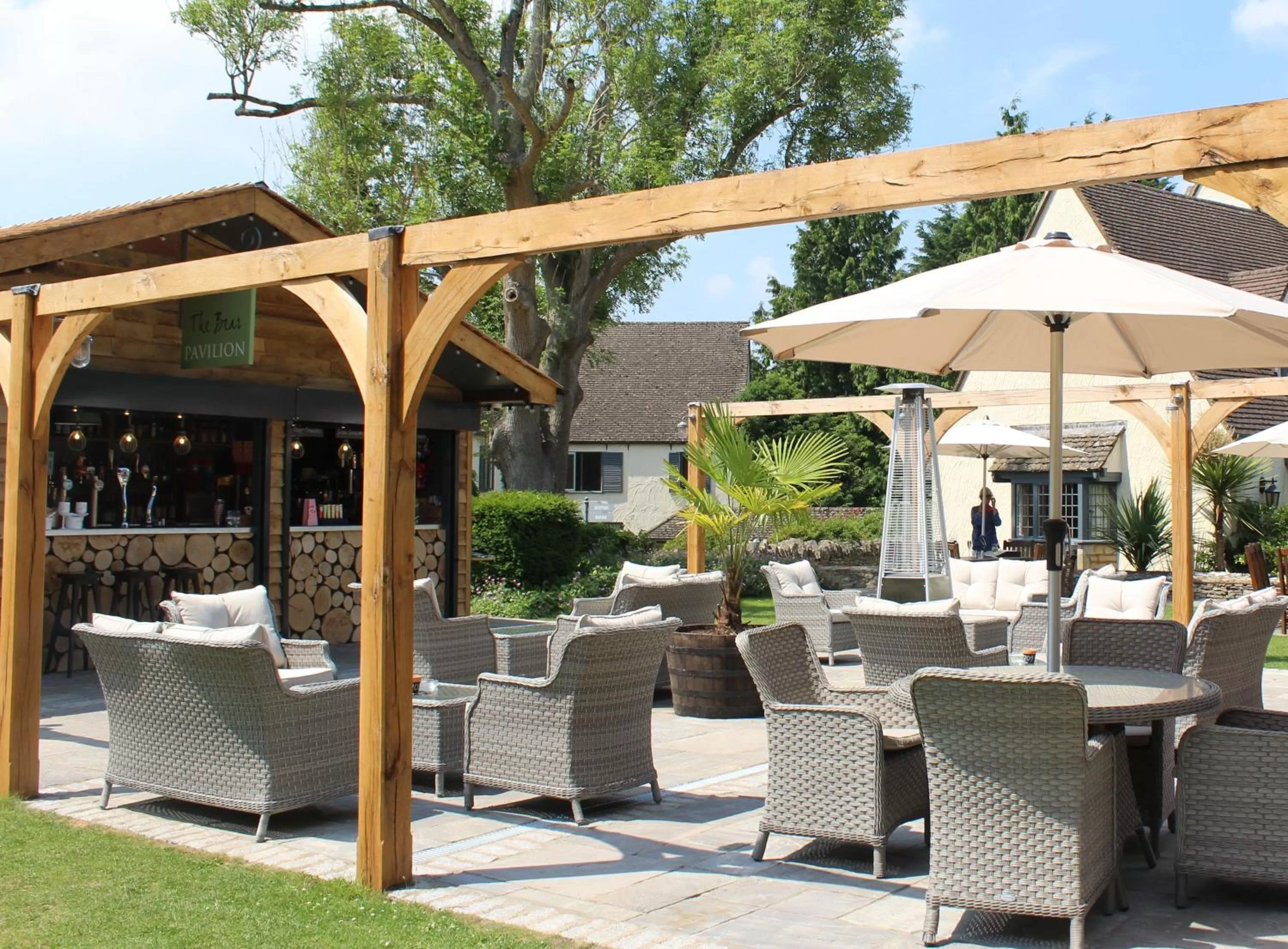 Patio in The Bear Of Rodborough Hotel