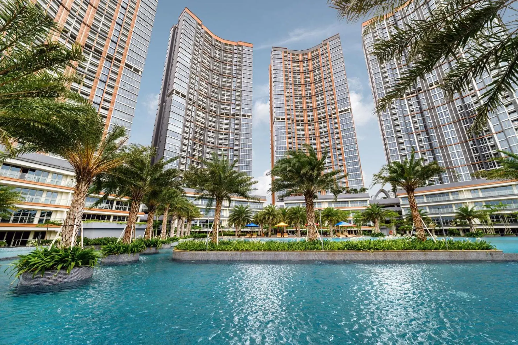 Bird's eye view, Swimming Pool in Oakwood Apartments PIK Jakarta