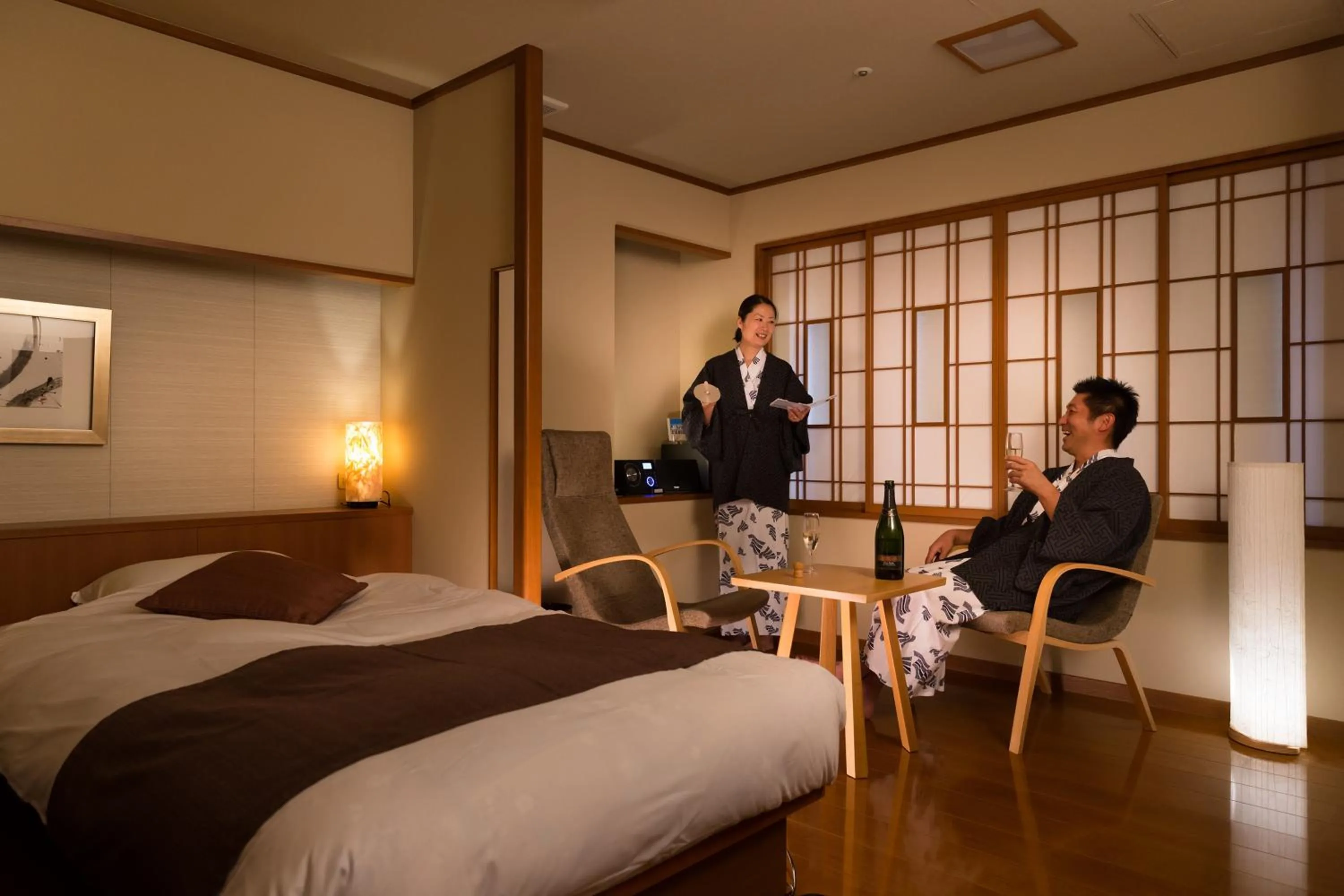 People, Bed in Hotel Taisetsu Onsen&Canyon Resort
