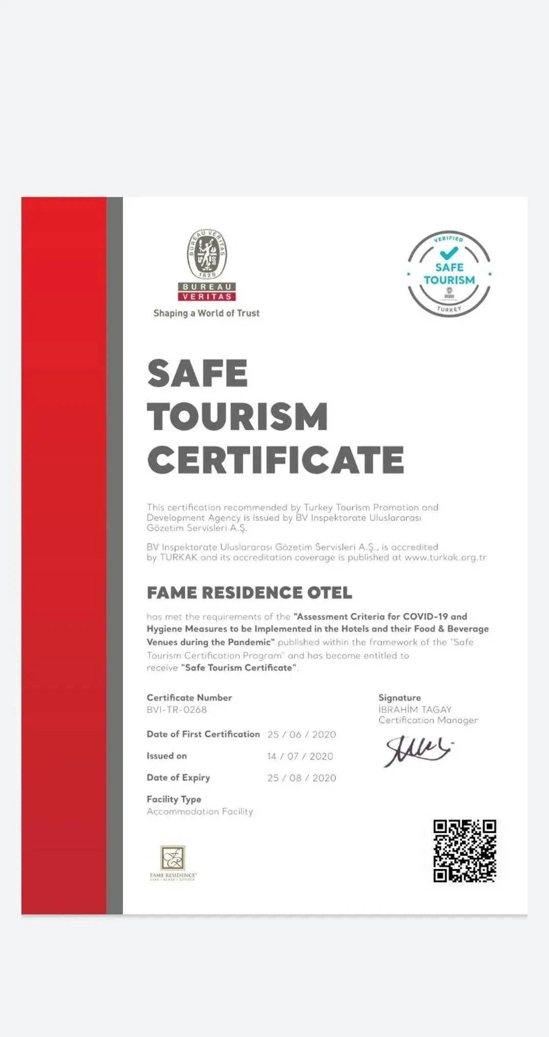 Logo/Certificate/Sign in Fame Residence Kemer & Spa