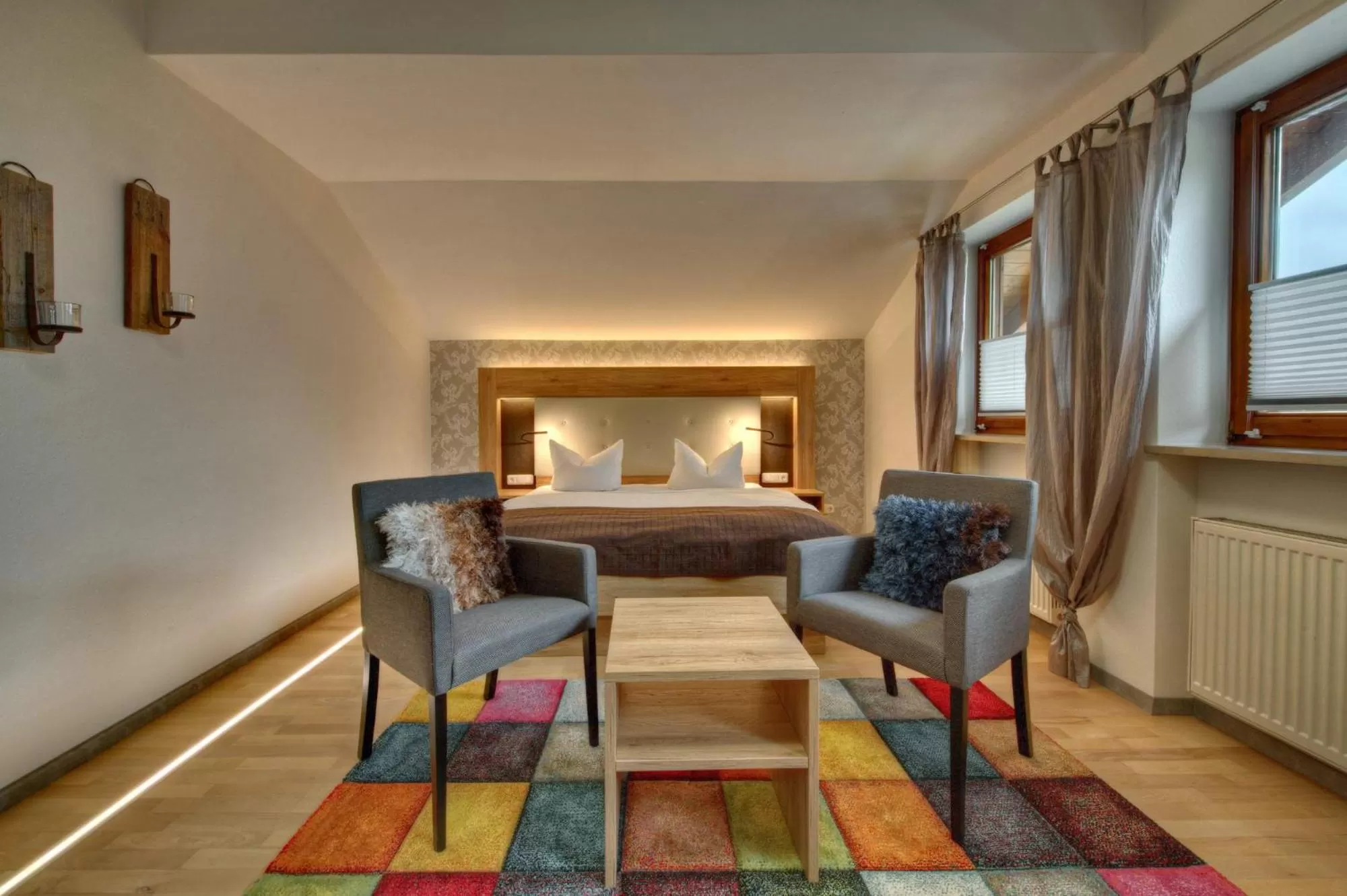 Bedroom, Bed in Allgäuer Panoramahotel