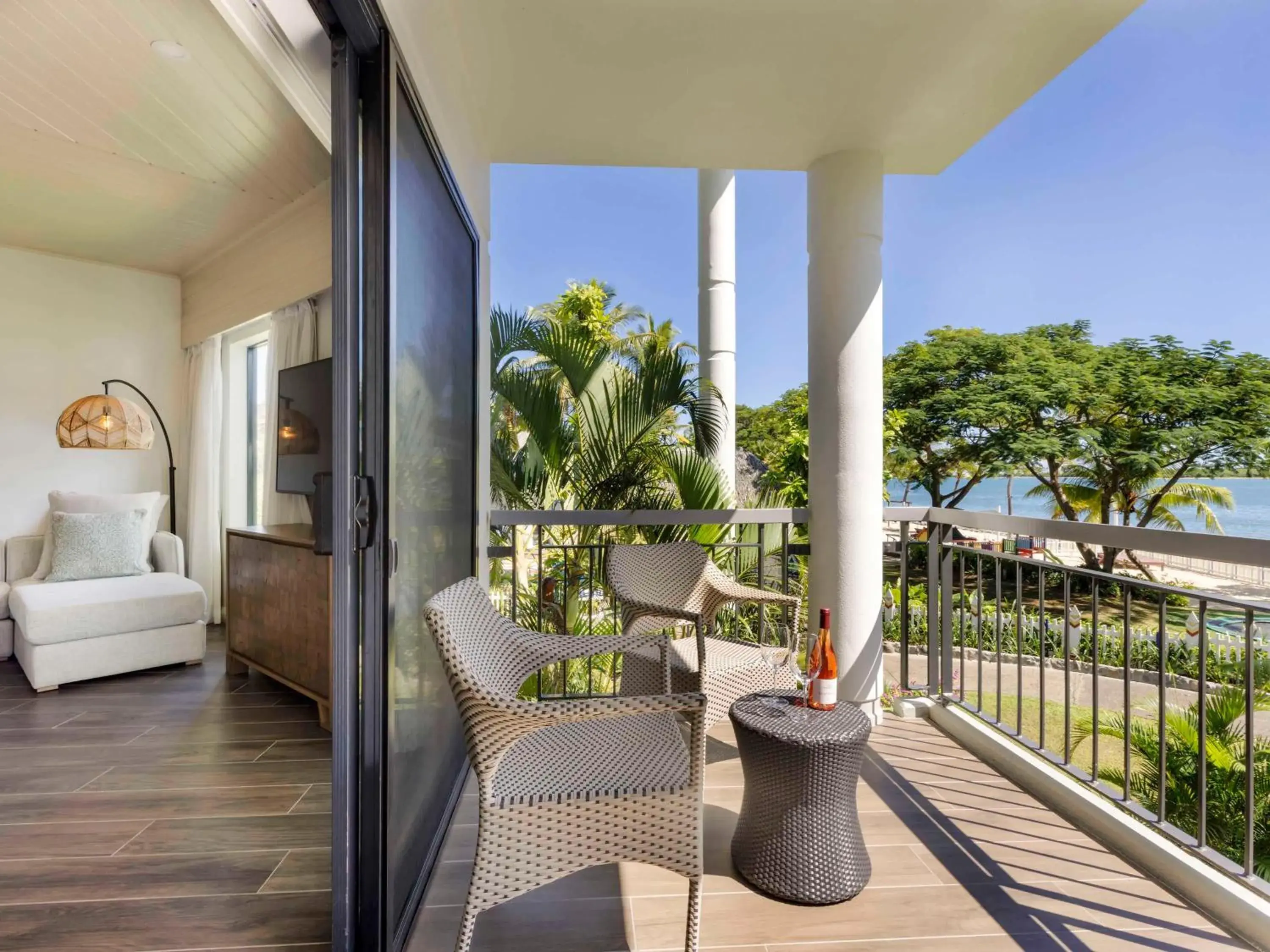 Bedroom, Balcony/Terrace in Sofitel Fiji Resort & Spa
