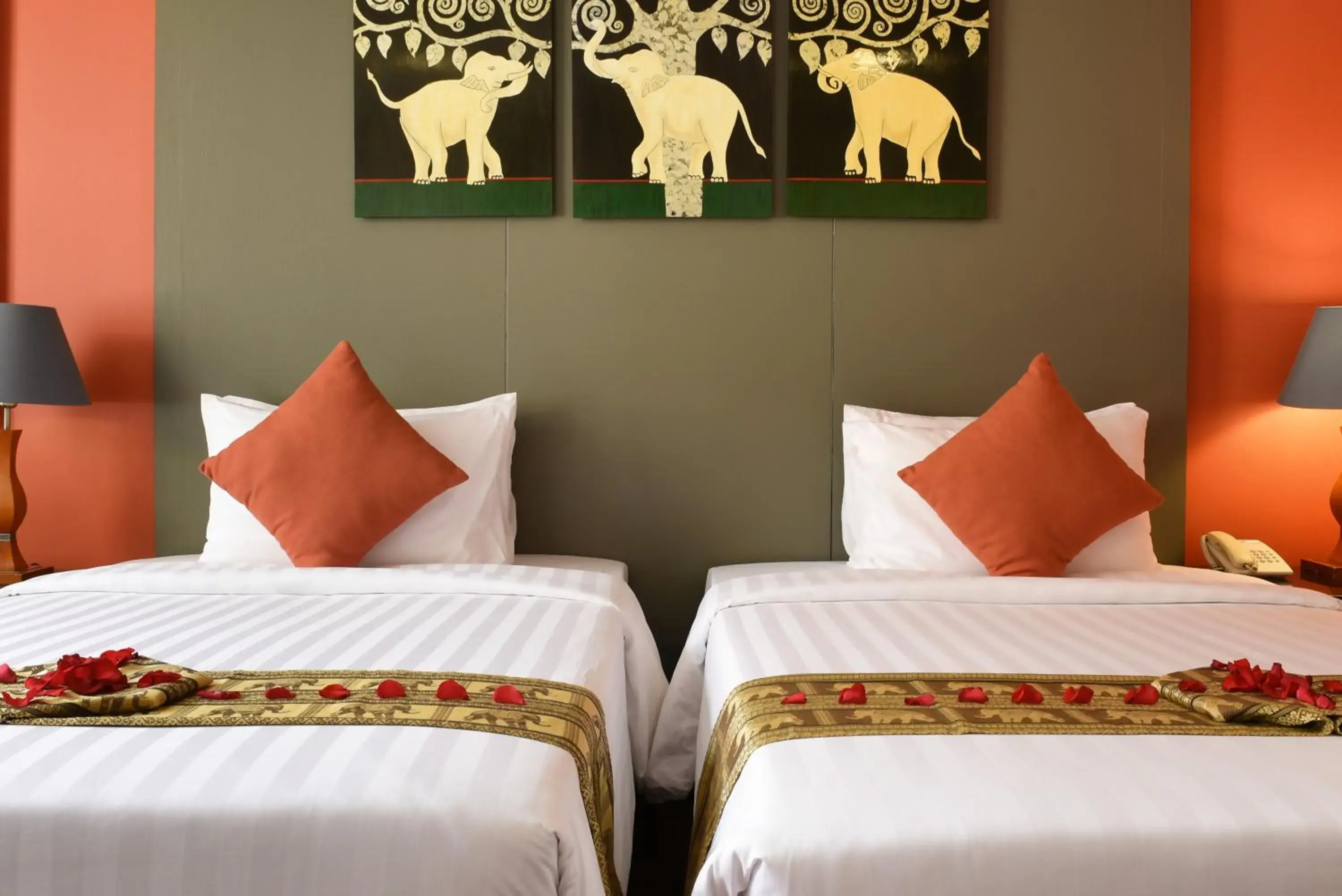 Decorative detail, Bed in Memoire Siem Reap Hotel