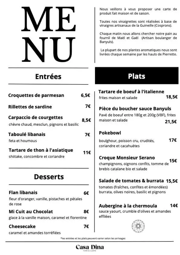 Restaurant/places to eat in LA CASA DINA
