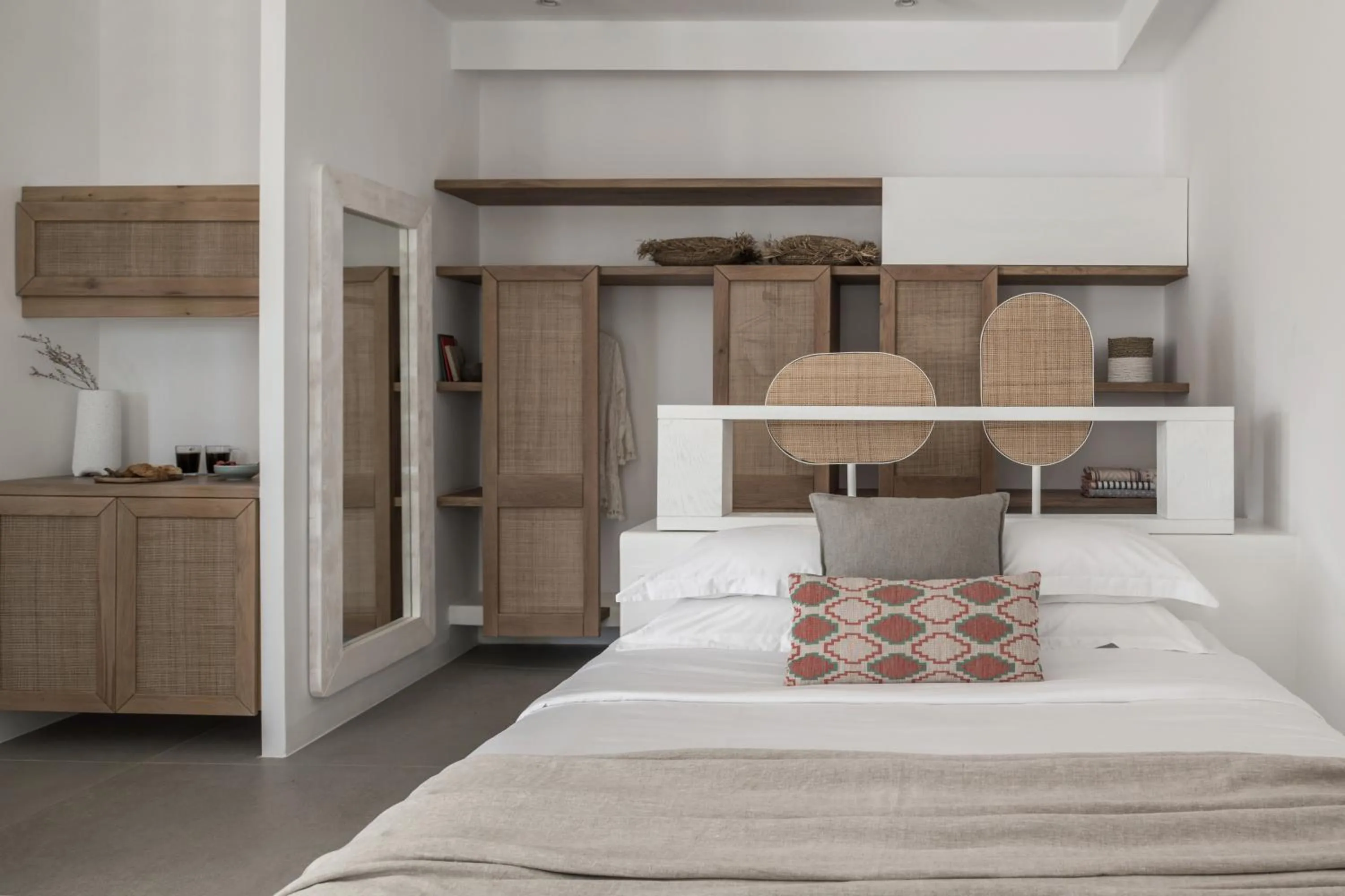 Bedroom, Bed in A Hotel Mykonos