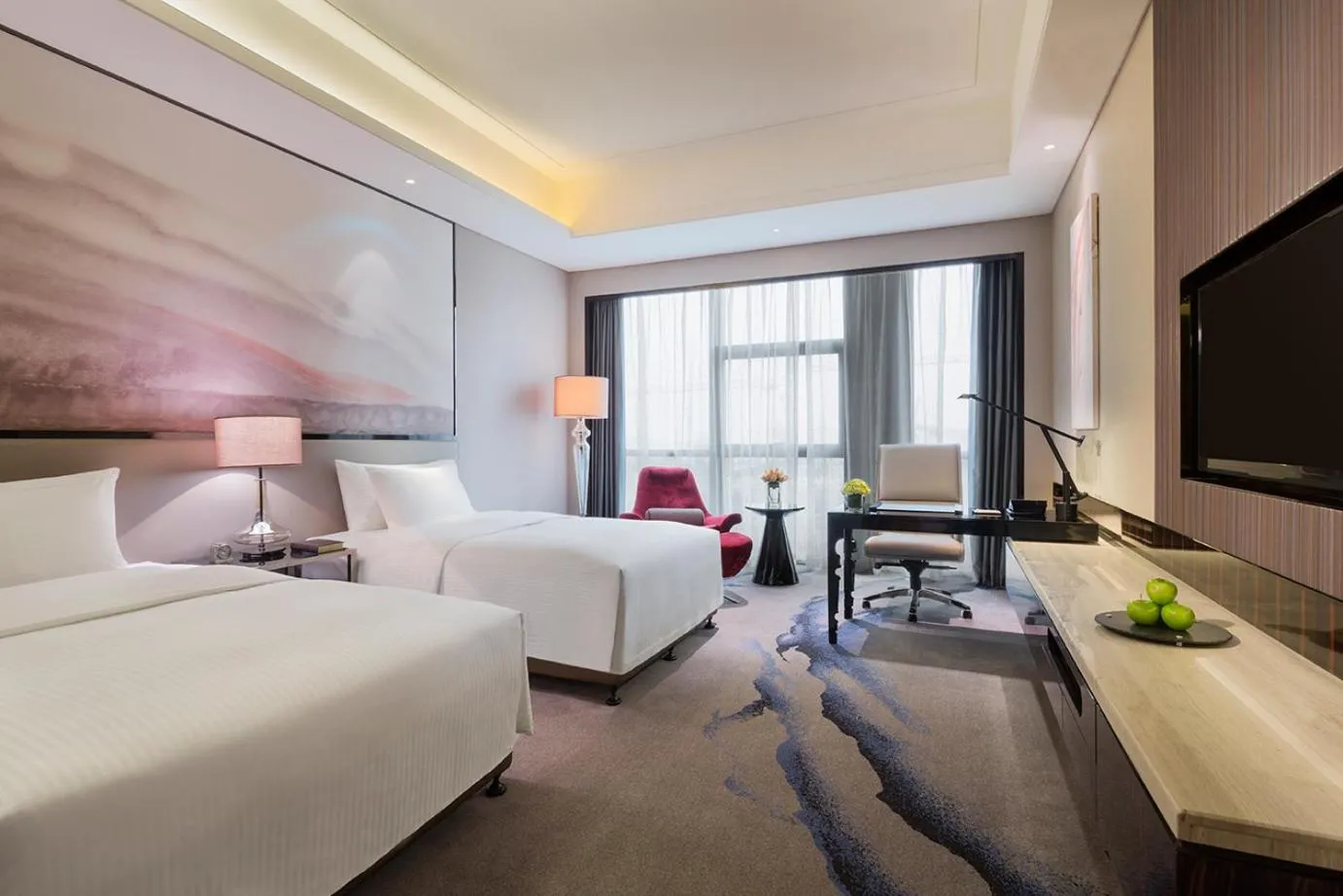 Photo of the whole room, Bed in Wanda Realm Wuhan