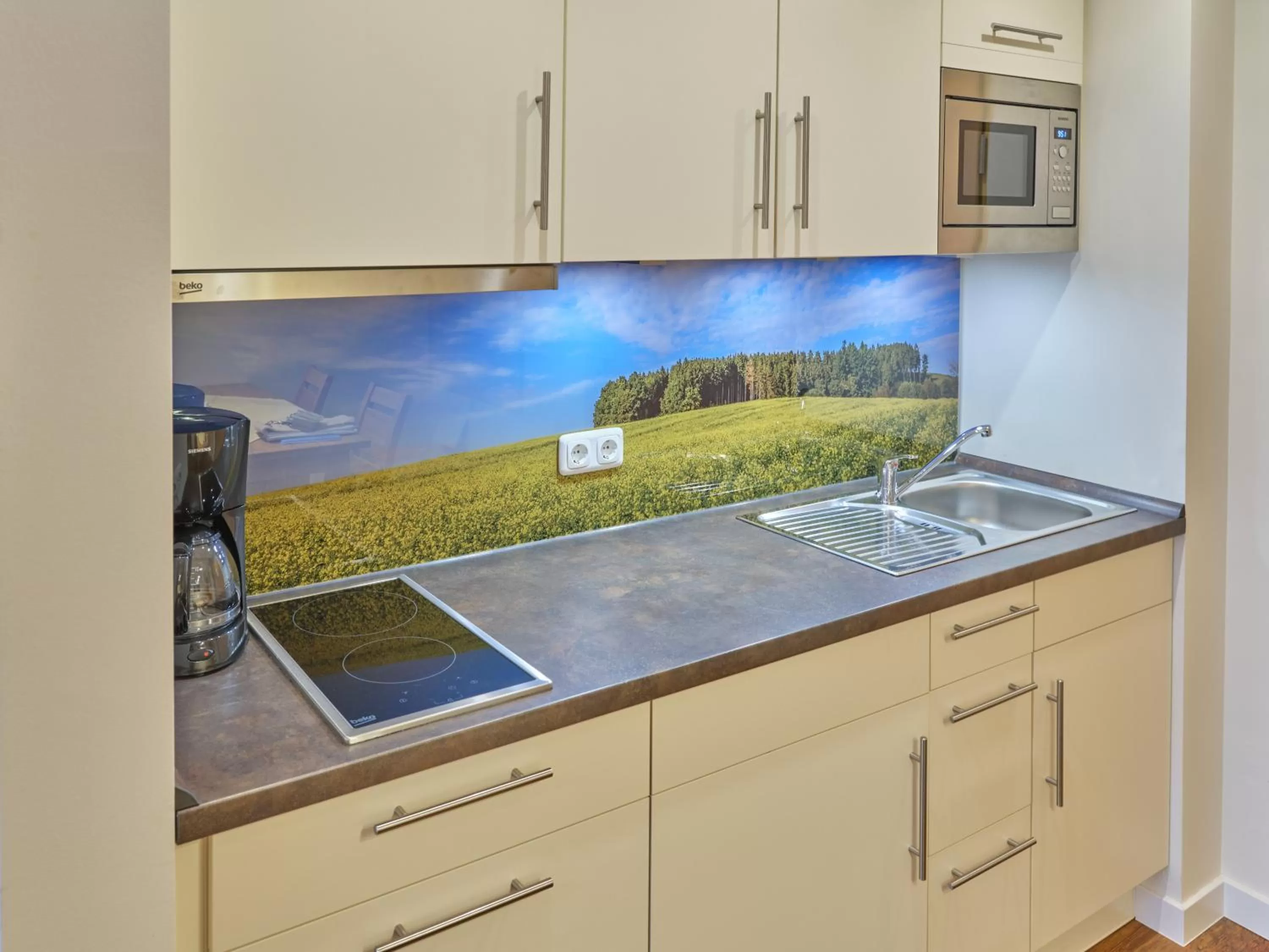 Kitchen or kitchenette in Appartement-Haus Blumenhof