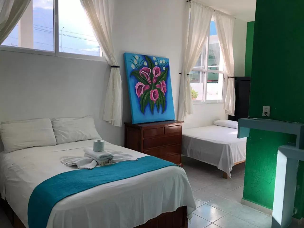 Bed in Hotel Awazul Bacalar