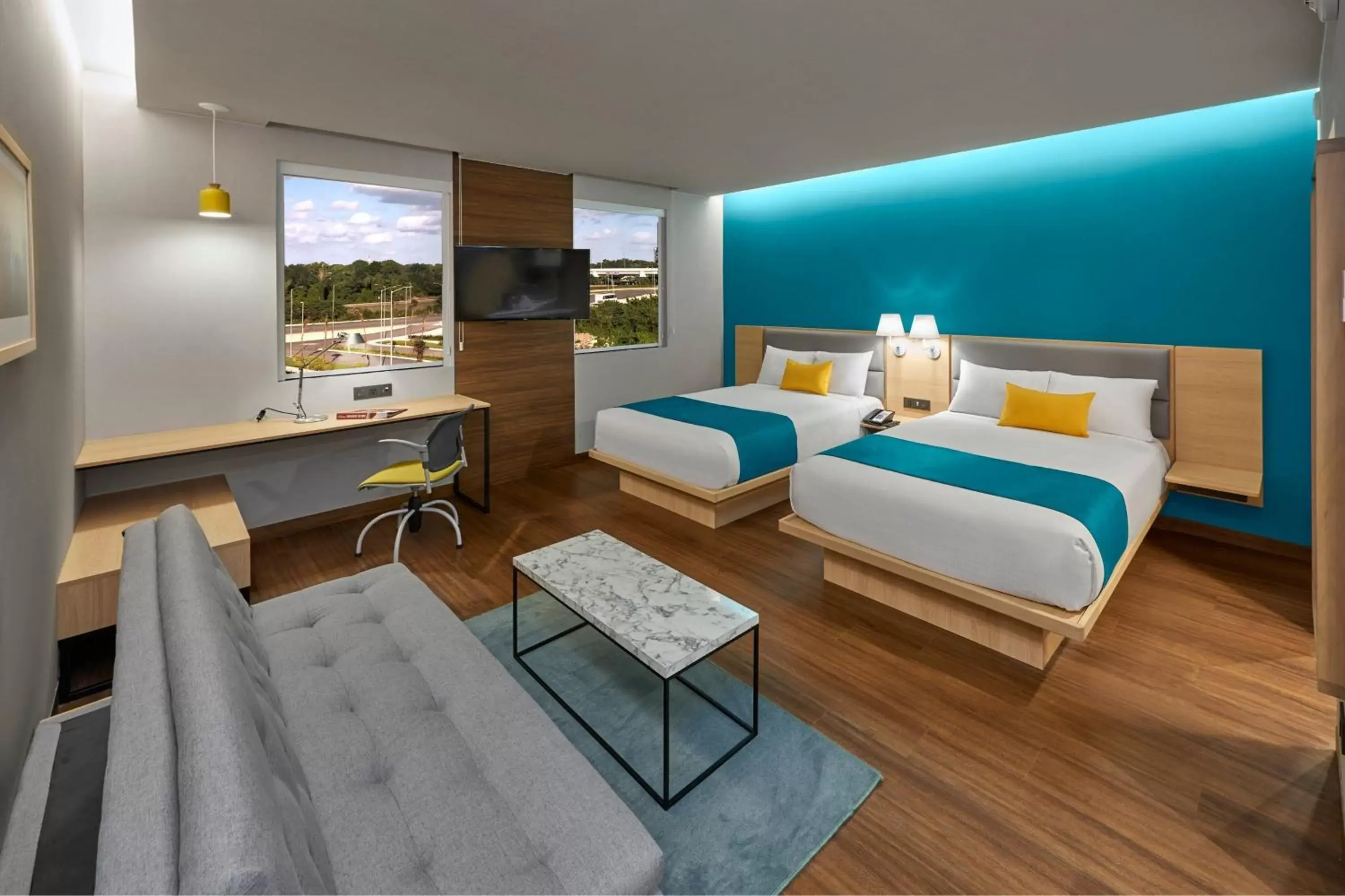 Bedroom, Bed in City Express Suites by Marriott Cancún Aeropuerto