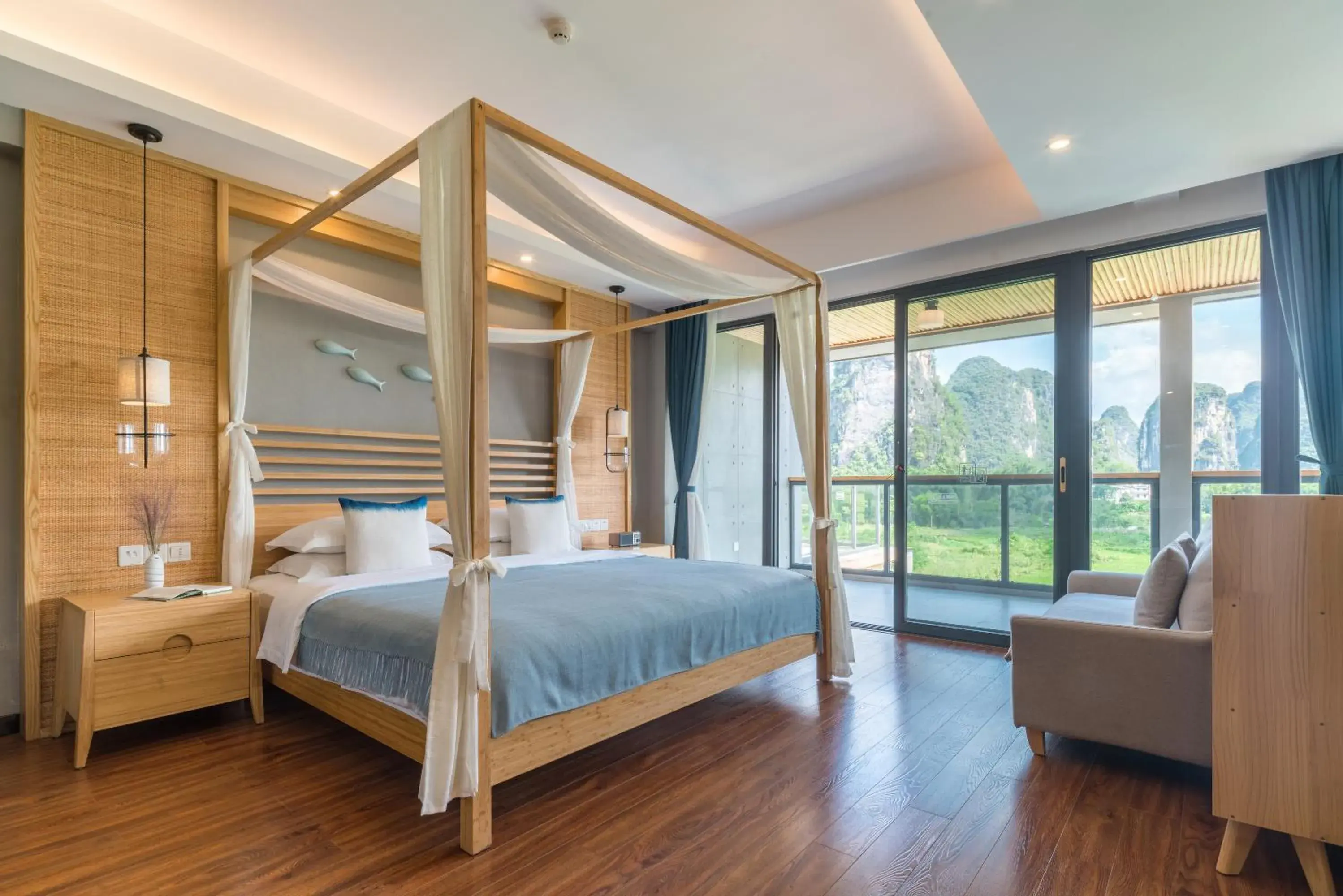 Bed in Yangshuo Zen Garden Resort