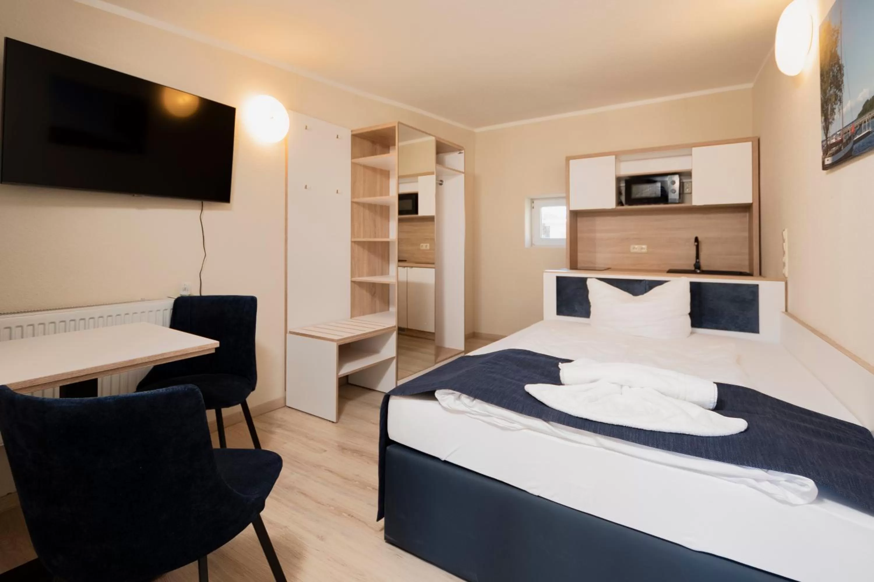 Bed in Aparthotel Stralsund Studios und Apartments