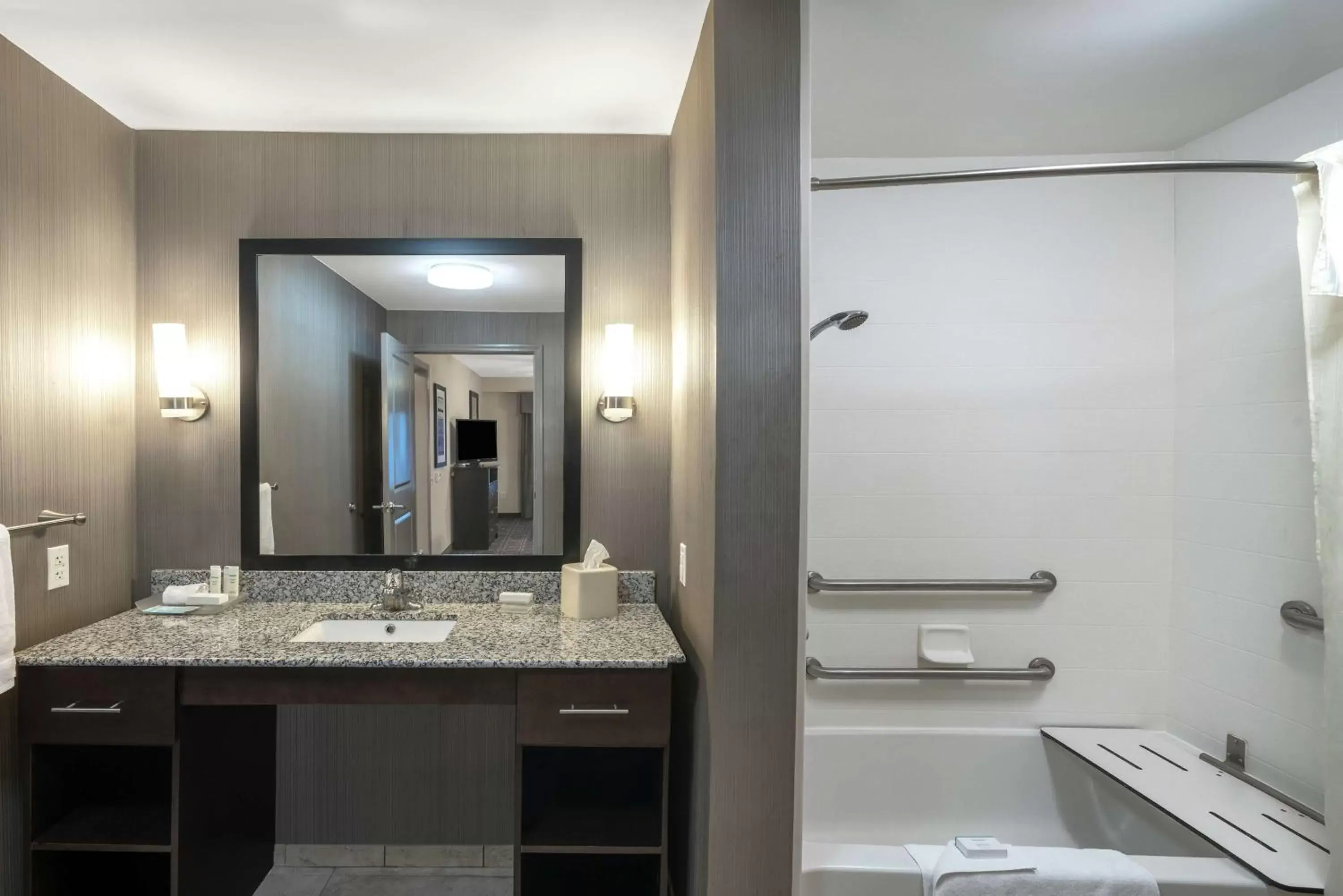 Bedroom, Bathroom in Homewood Suites by Hilton Huntsville-Downtown