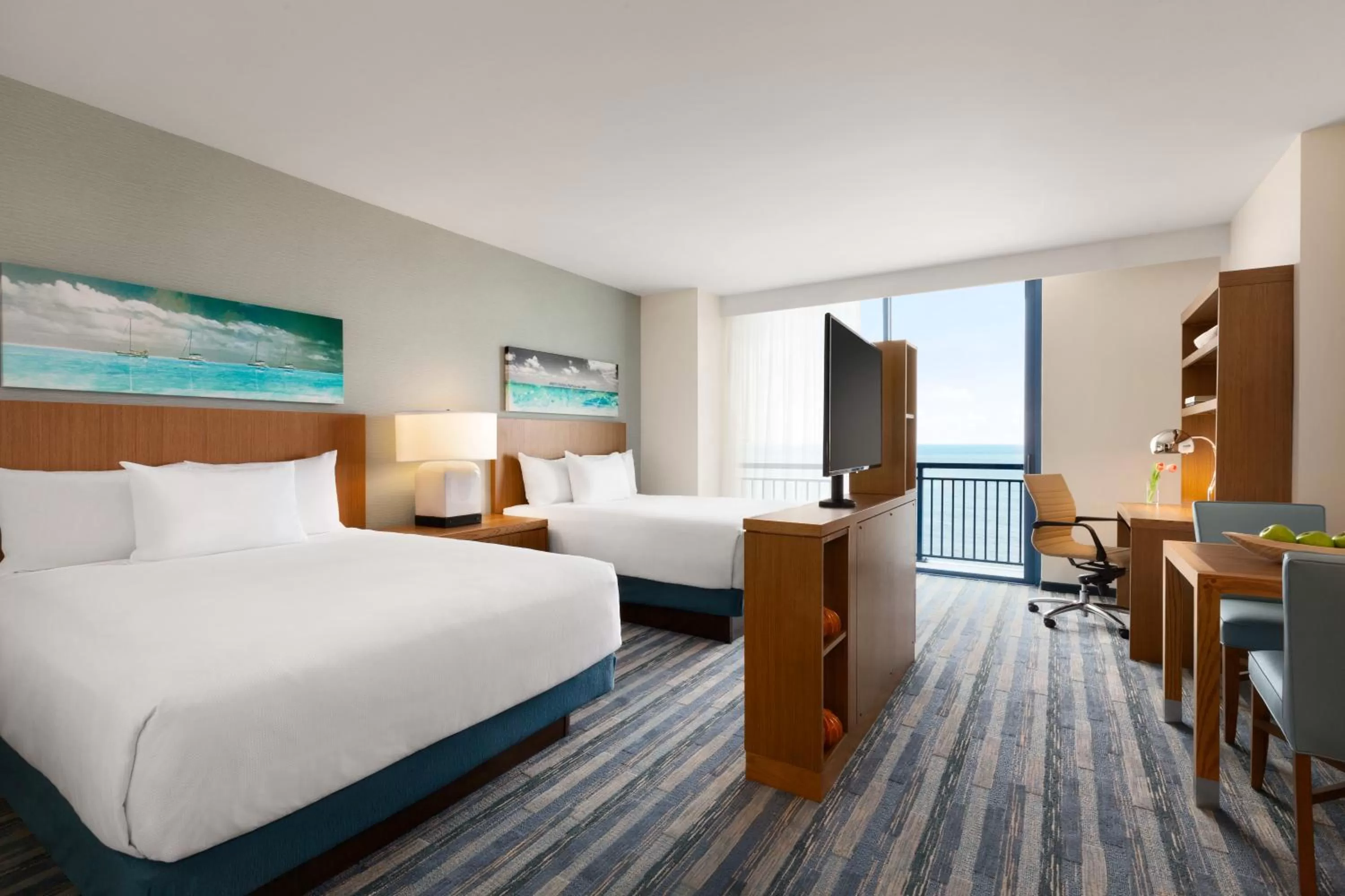 Oceanfront Studio Suite with Two Queen Beds and Sofa Bed - High Floor in Hyatt House Virginia Beach / Oceanfront