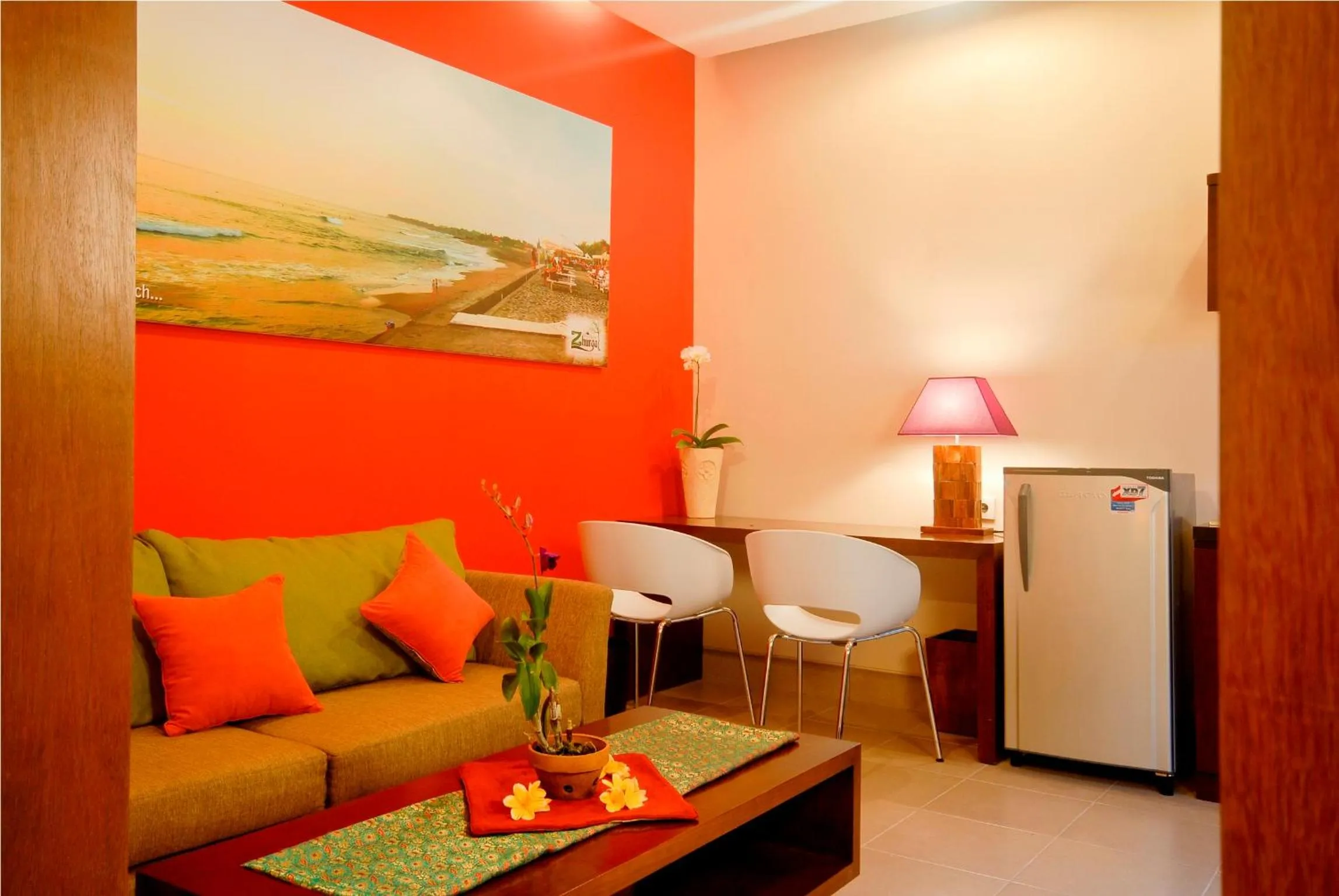 Seating area in The Green Zhurga Suite Seminyak