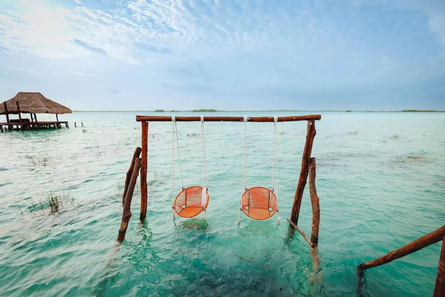 Beach in El Búho Lagoon Bacalar