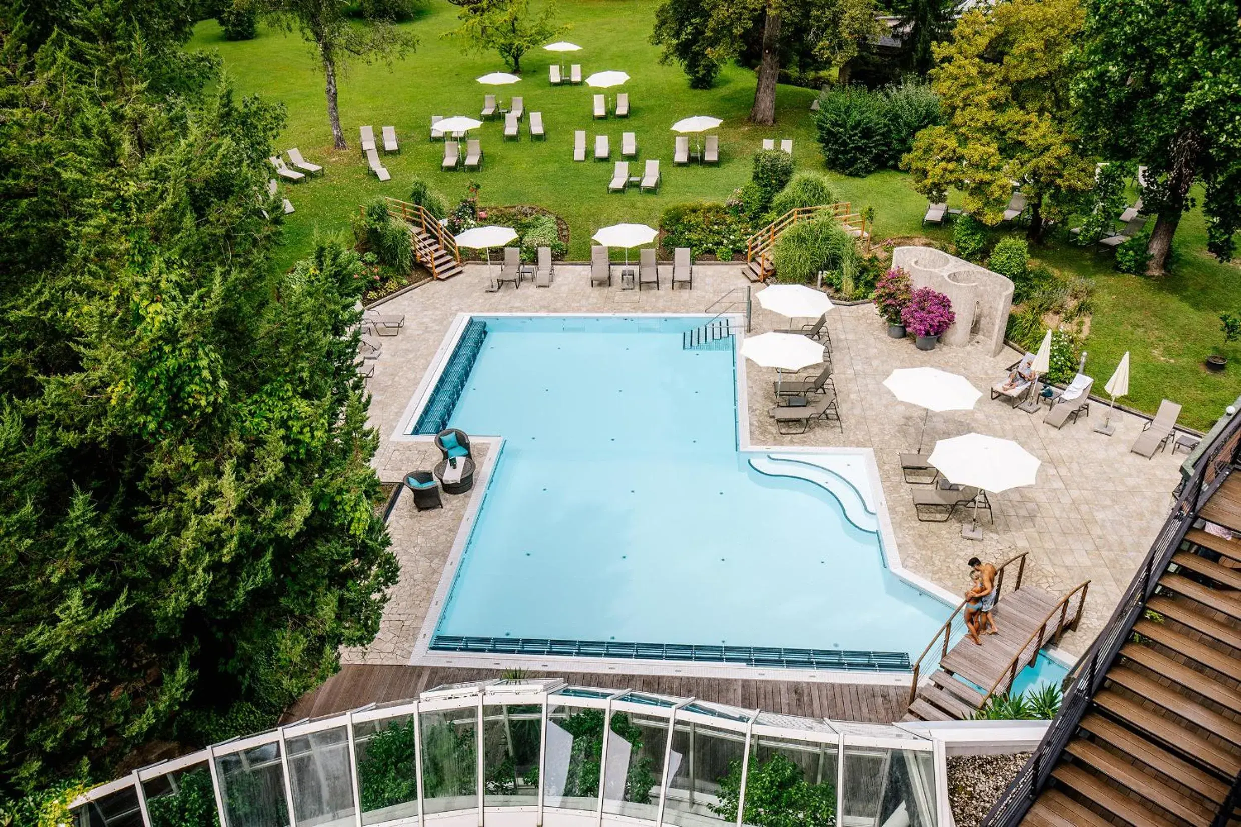 Swimming pool, Pool View in Hotel Warmbaderhof