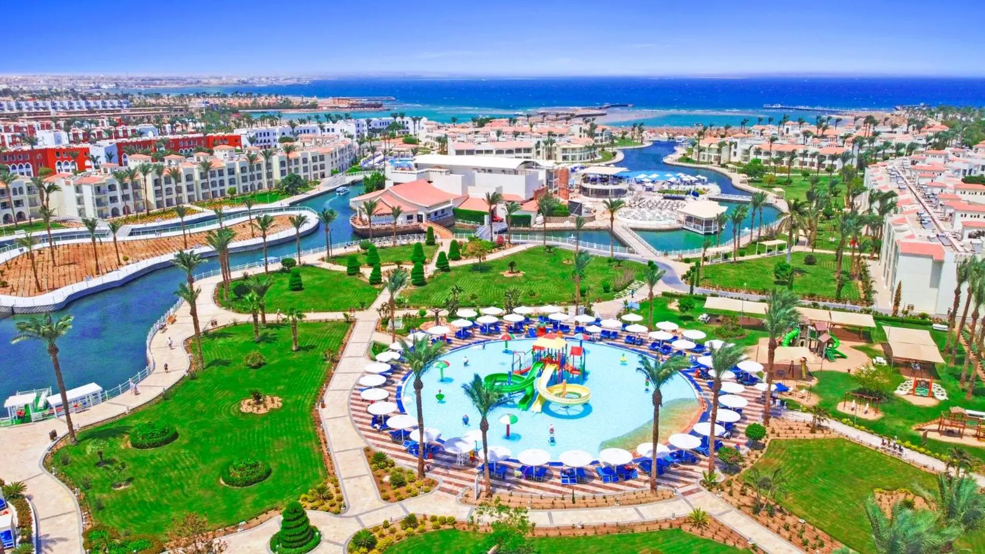 Bird's eye view in Pickalbatros Dana Beach Resort - Aqua Park Bird's eye view in Pickalbatros Dana Beach Resort - Aqua Park