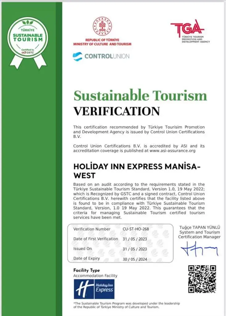 Certificate/Award, Logo/Certificate/Sign/Award in Holiday Inn Express Manisa-West, an IHG Hotel
