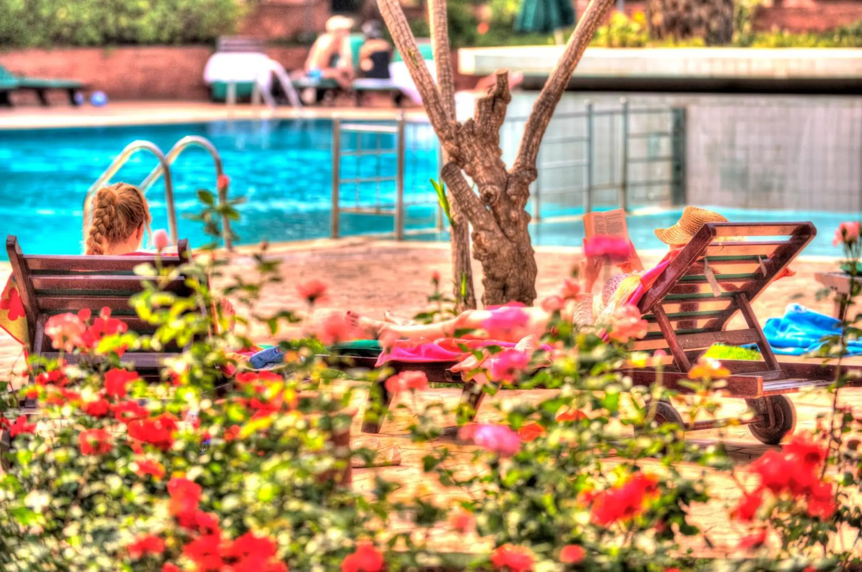 Decorative detail, Swimming Pool in Hotel Farah Marrakech