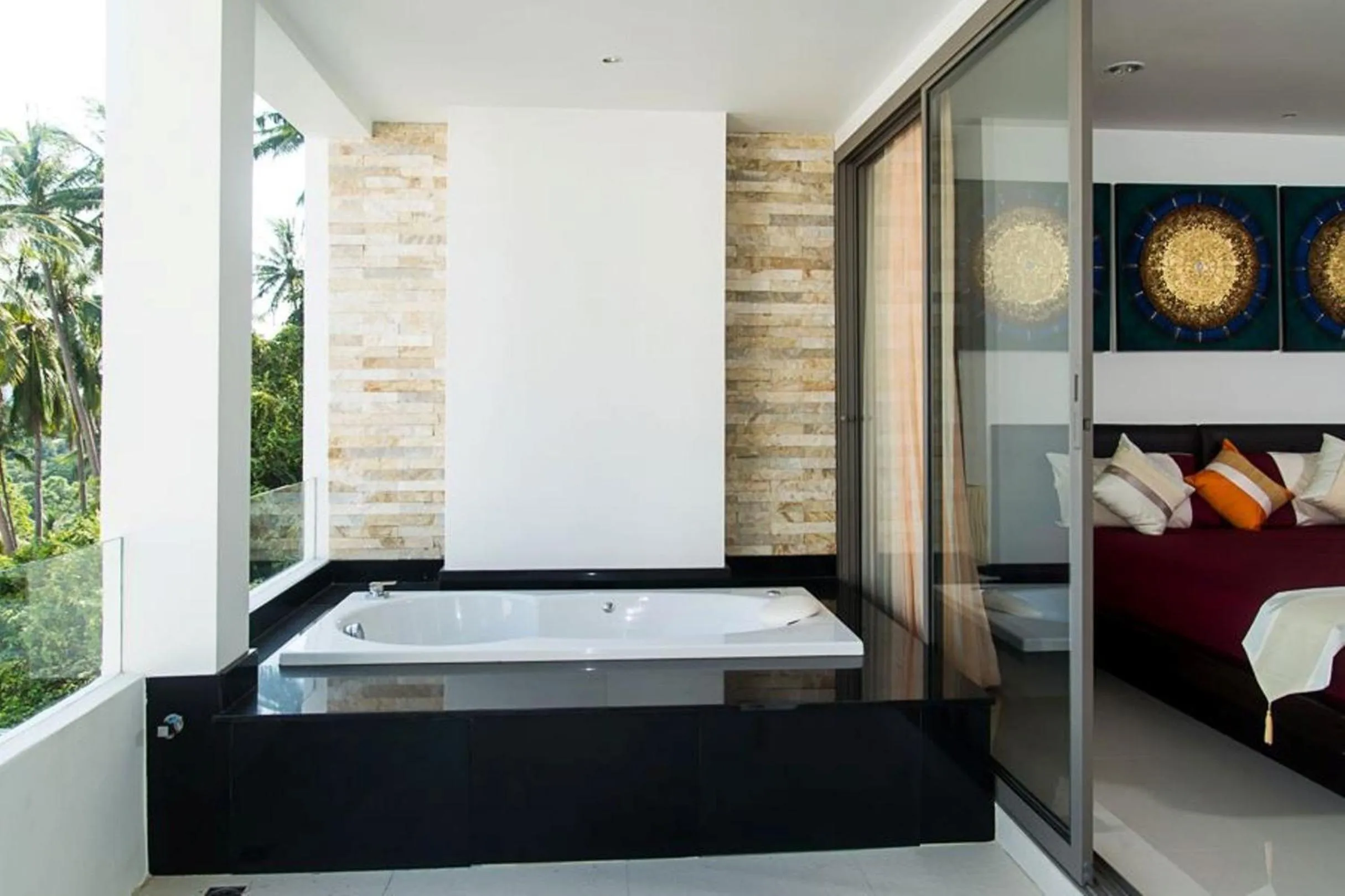 Balcony/Terrace, Bed in Tropical Sea View Residence