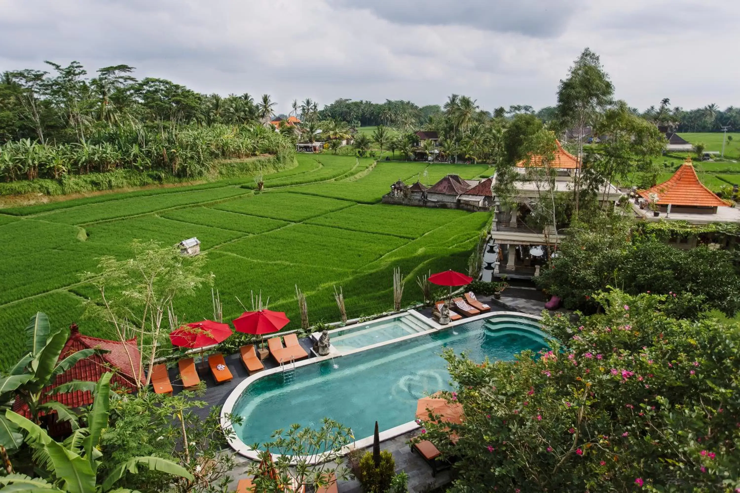 Pool view, Bird's-eye View in Om Ham Retreat and Resort