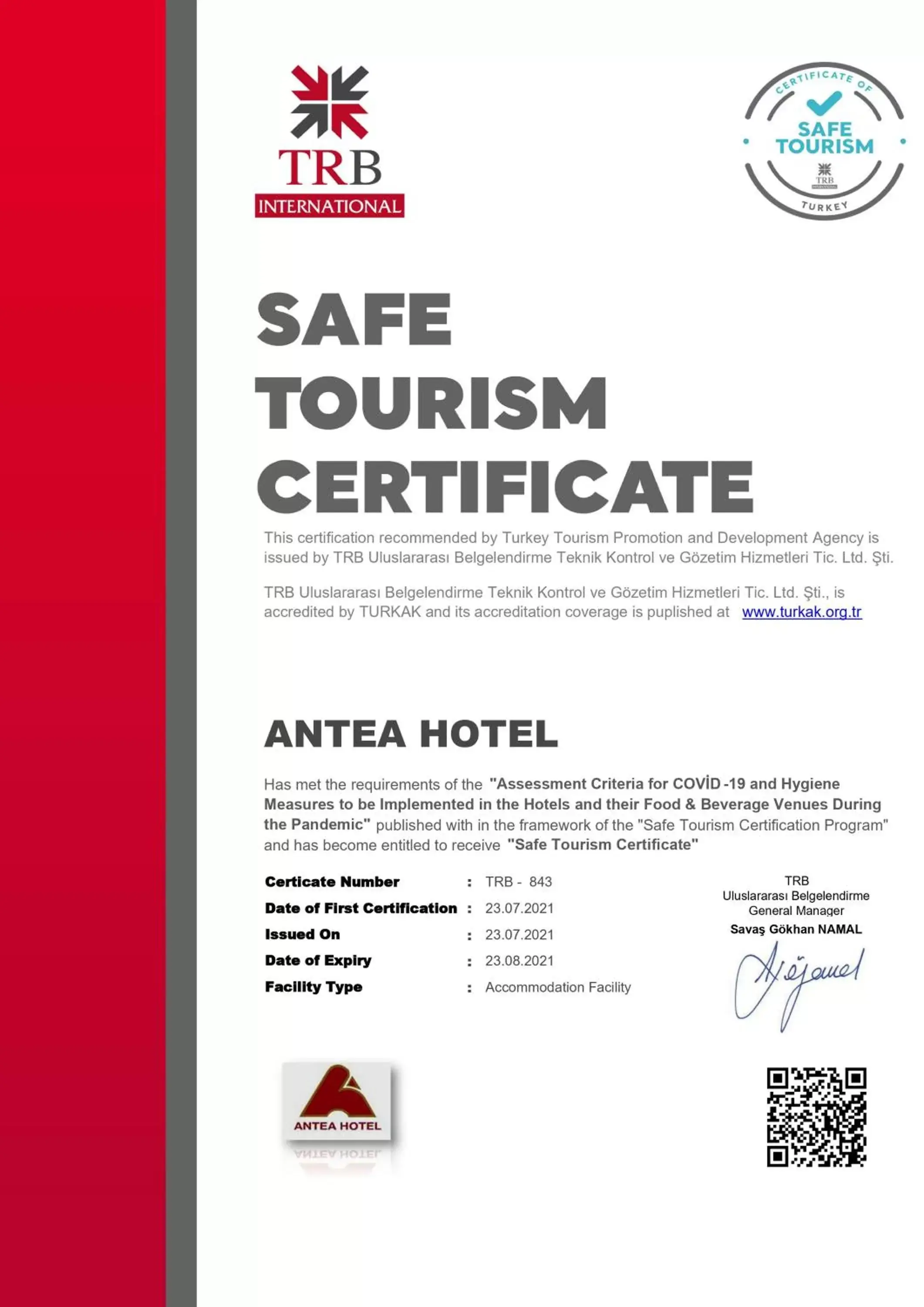 Logo/Certificate/Sign in Antea Hotel Oldcity -Special Category