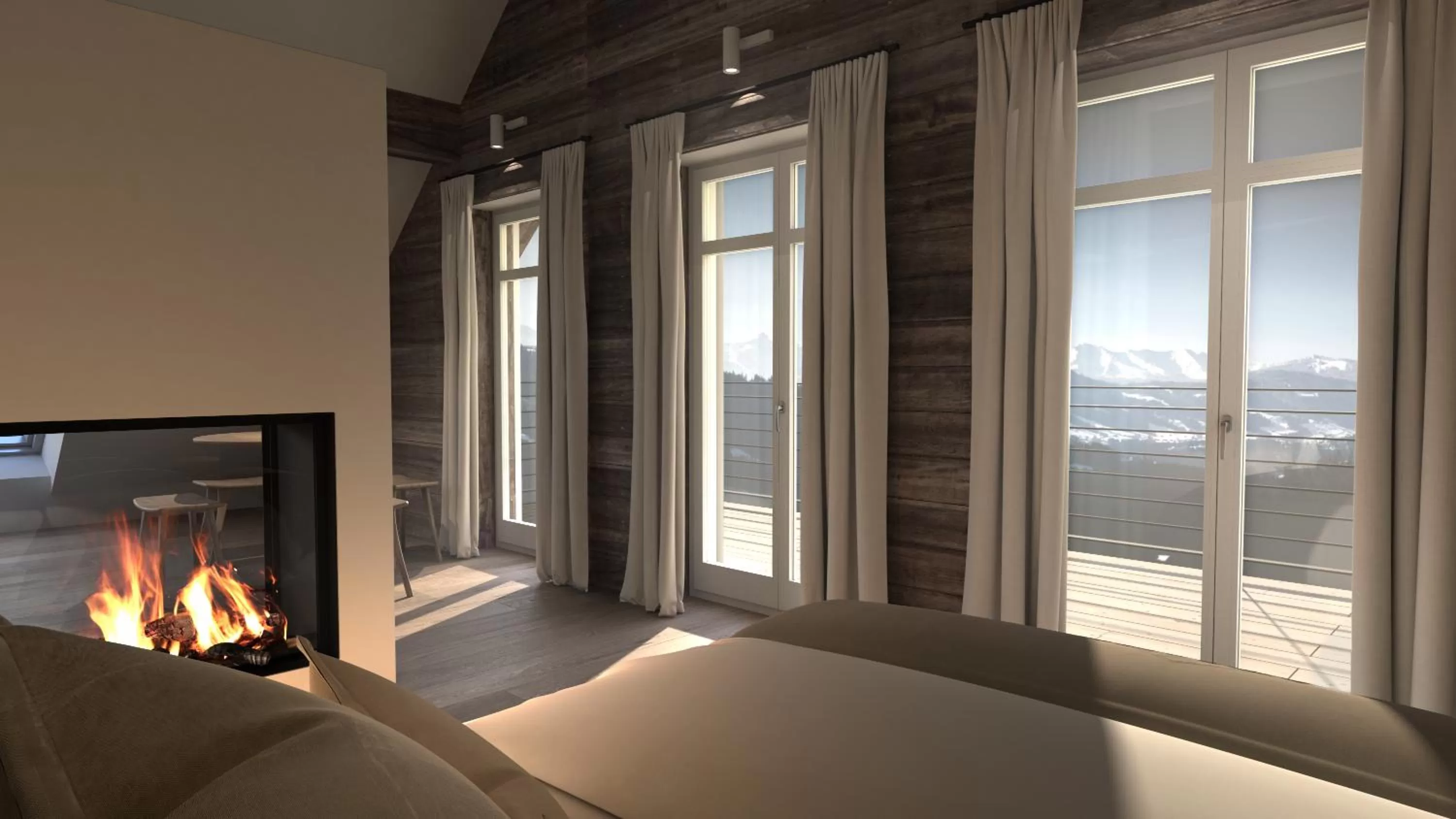 Mountain view, Bed in Alpenloge Design Hotel
