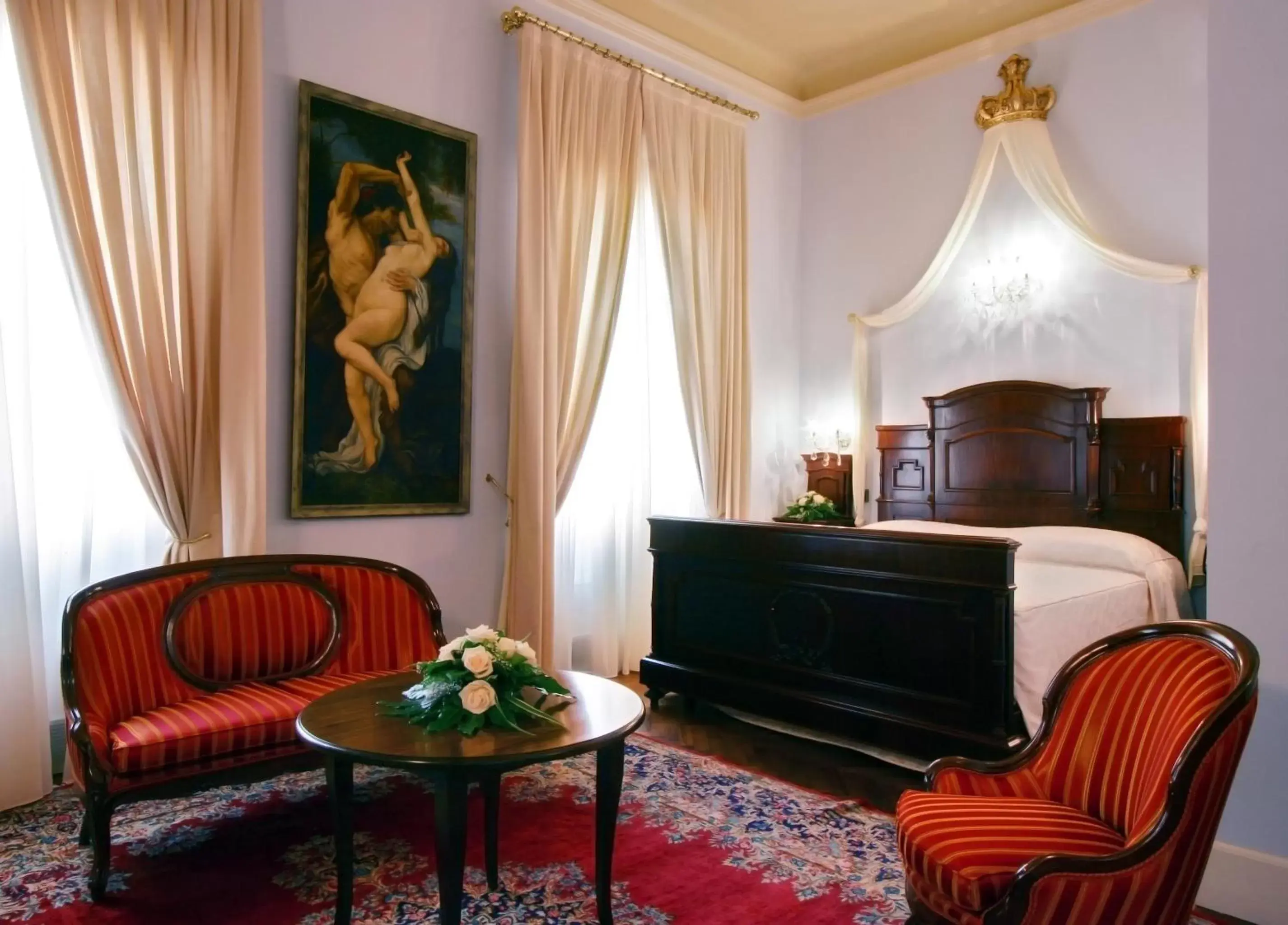 Bed, Seating Area in Hotel Villa Borghesi