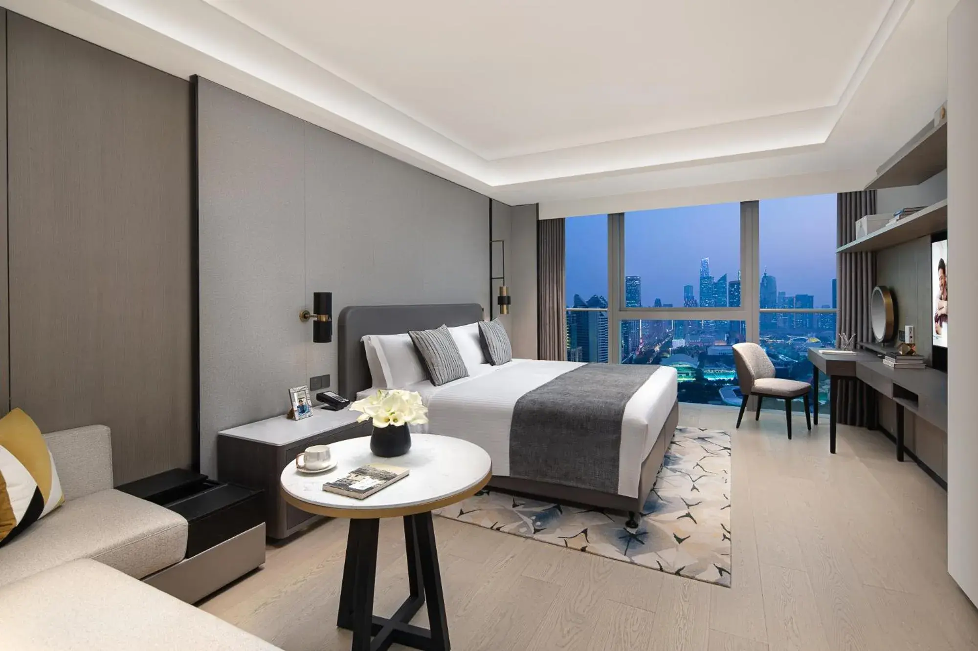 View (from property/room), Bed in Ascott ICC Guangzhou