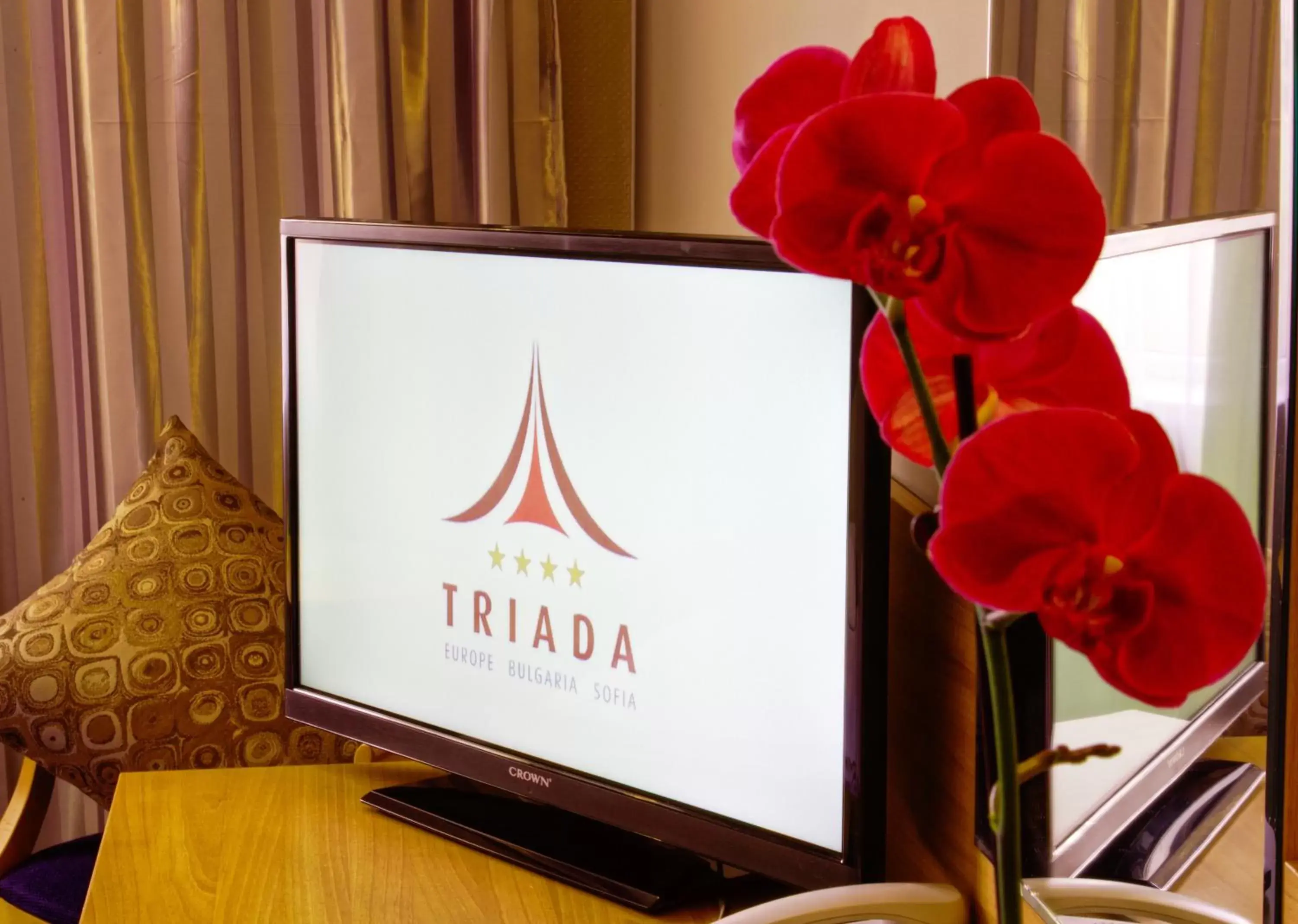 Bedroom, Property Logo/Sign in Triada Hotel