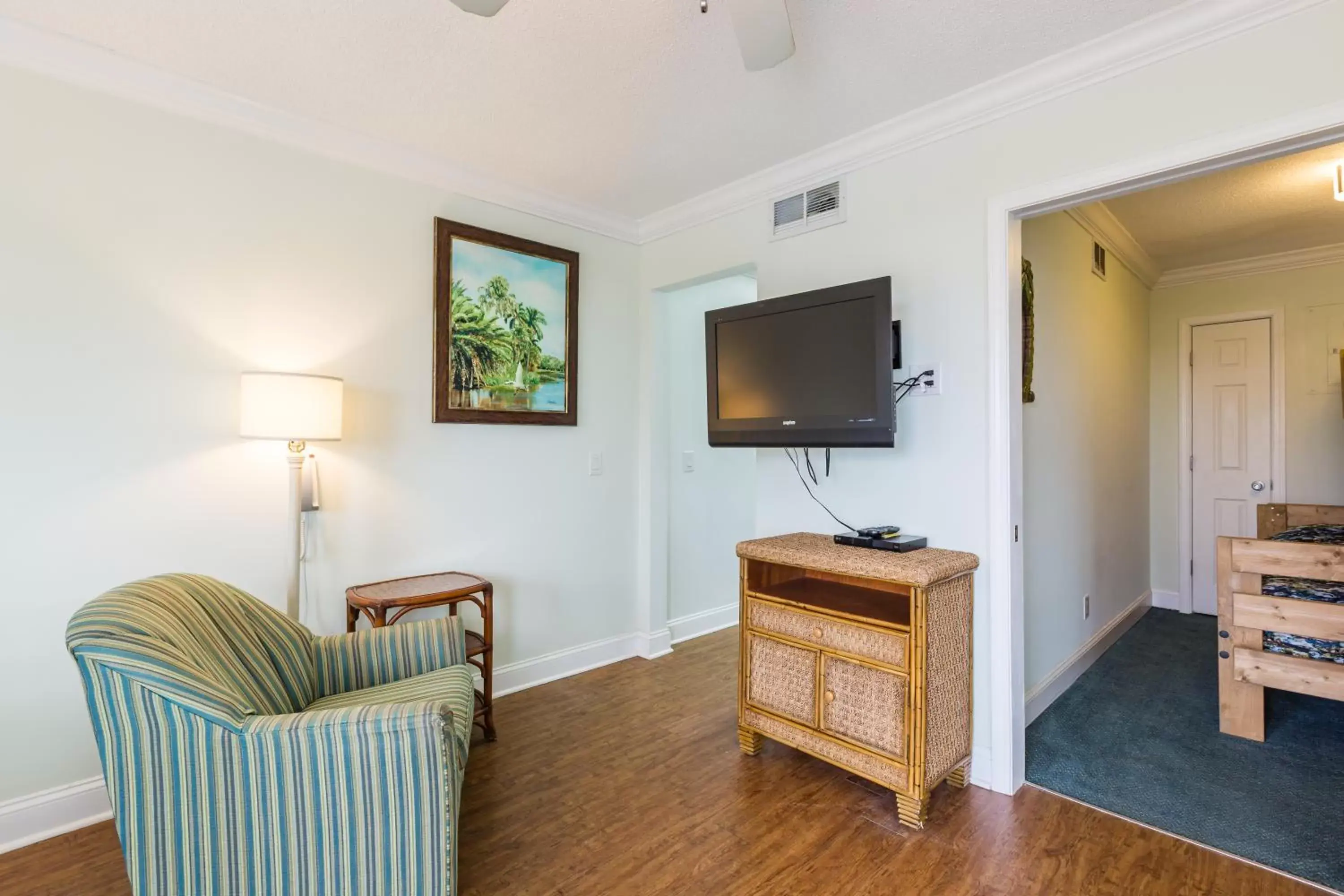 Living room, TV/Entertainment Center in Sands Beach Club by Capital Vacations