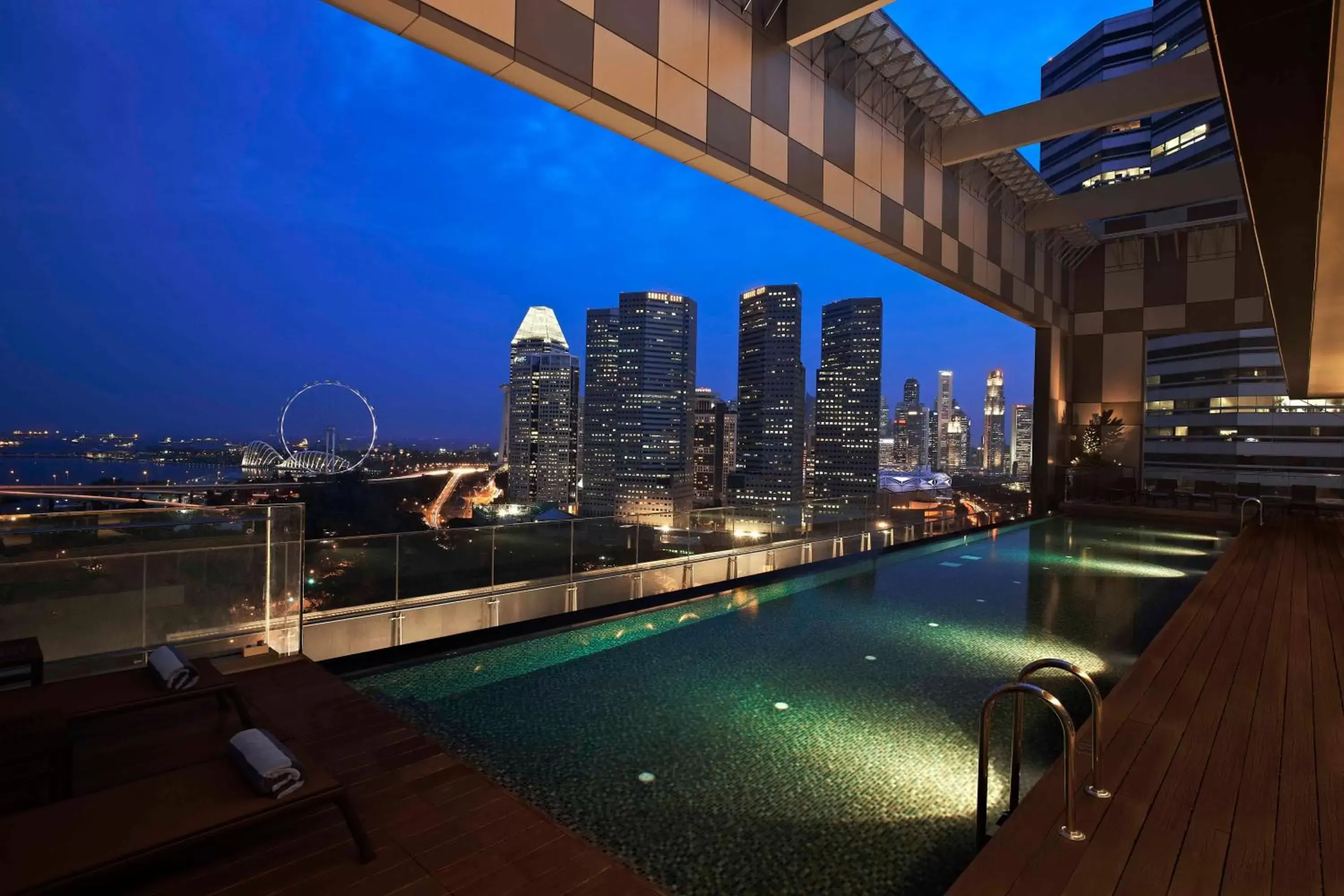 Night, Swimming Pool in Pan Pacific Serviced Suites Beach Road, Singapore
