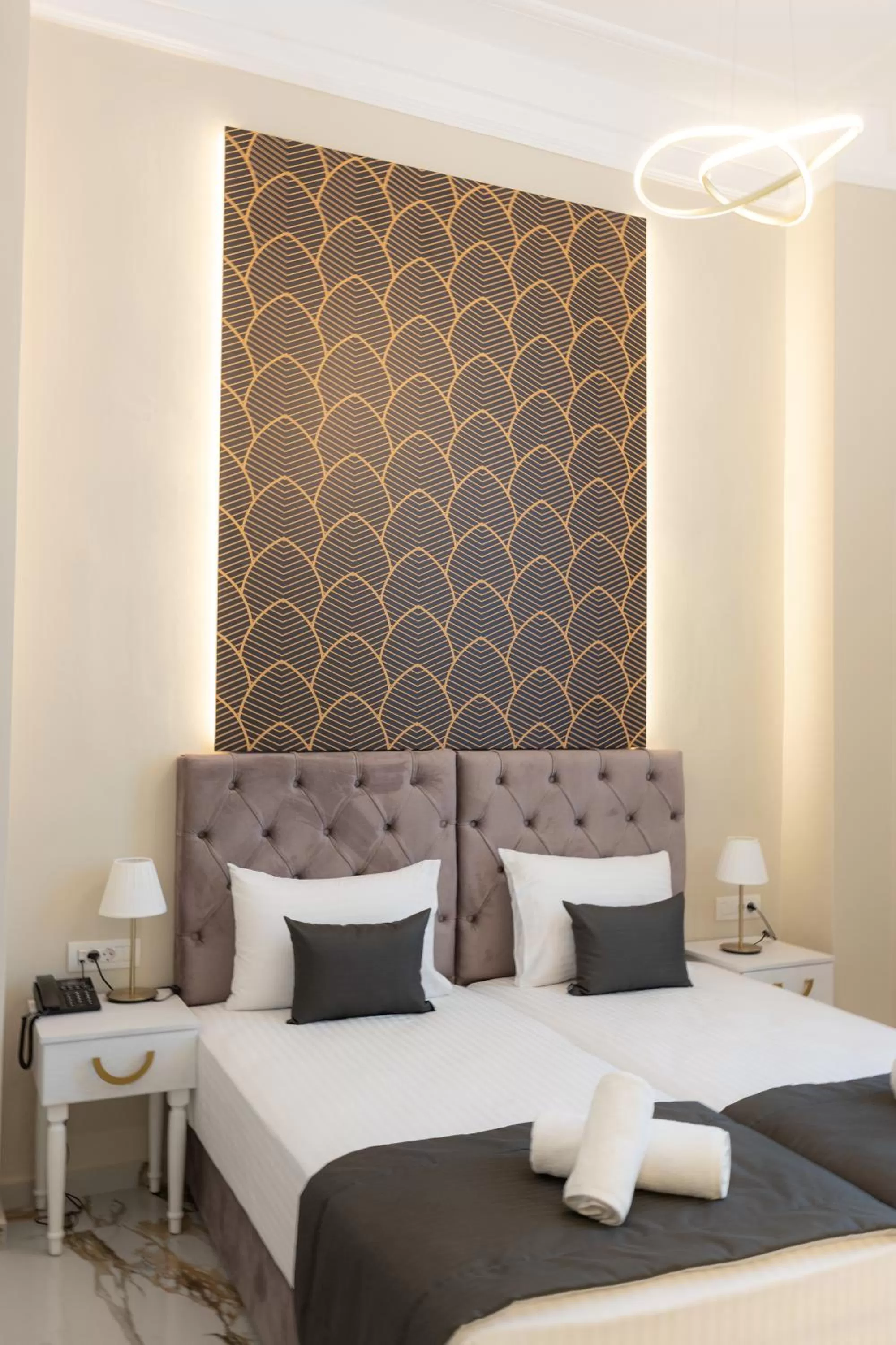 Bed in Modern Revival Luxury Hotel