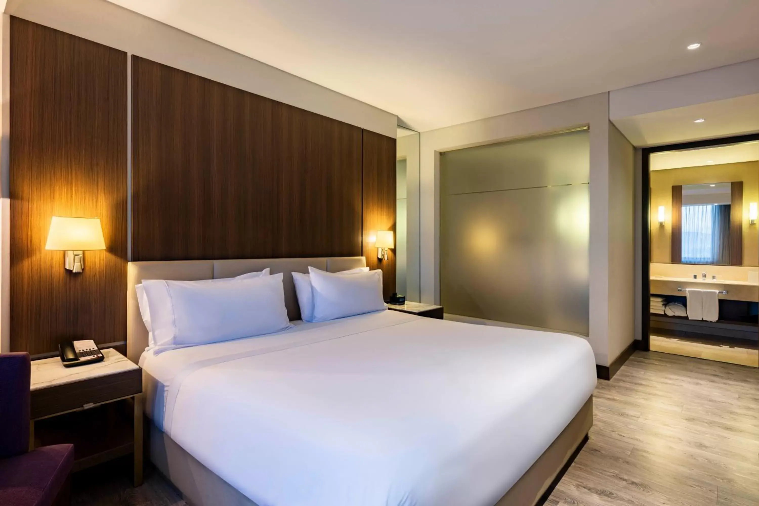 room service, Bed in Courtyard by Marriott Bogota Airport