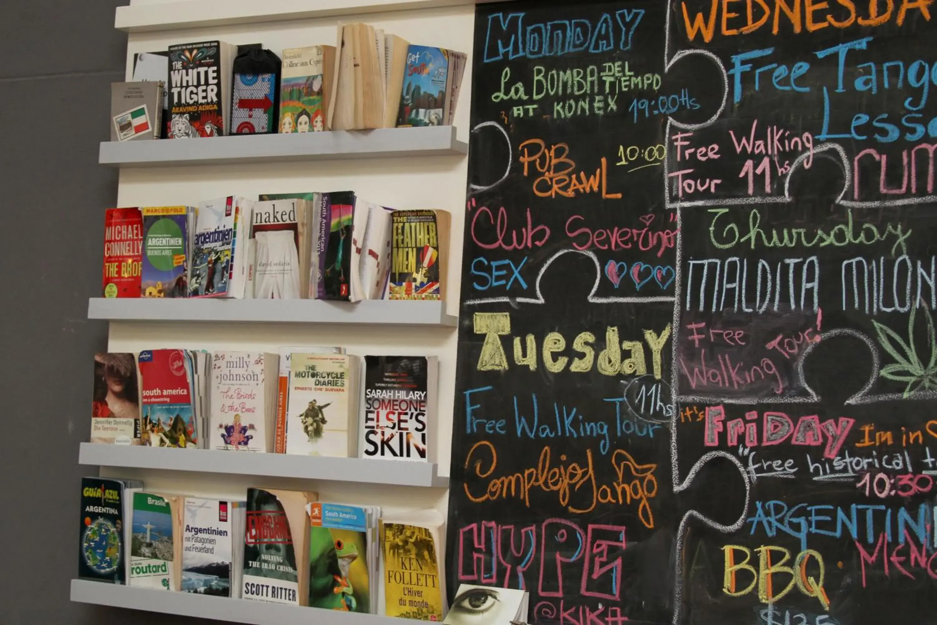 Library in America Del Sur Hostel Buenos Aires