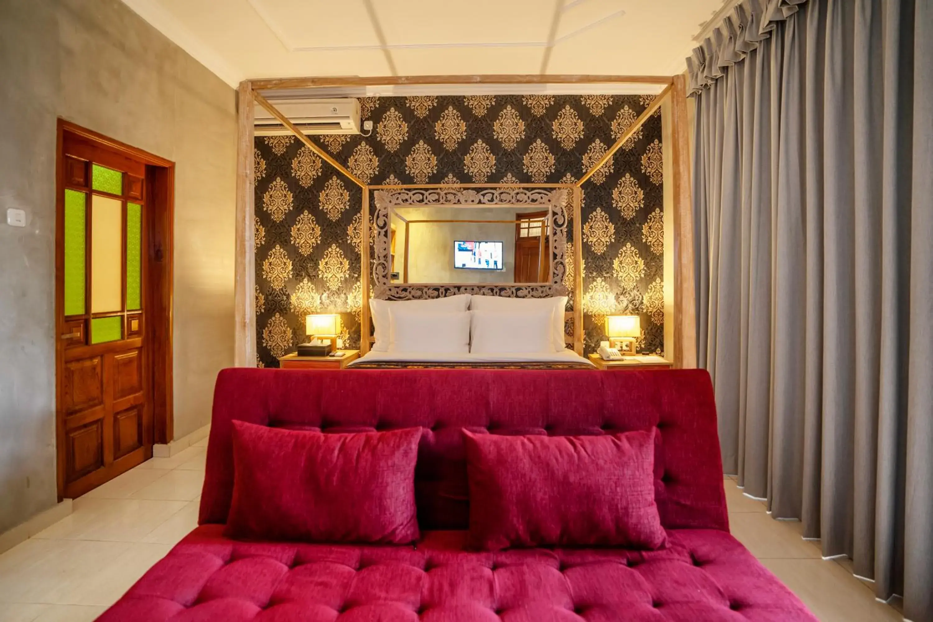 Bed, Seating Area in 18 Suite Villa Loft at Kuta
