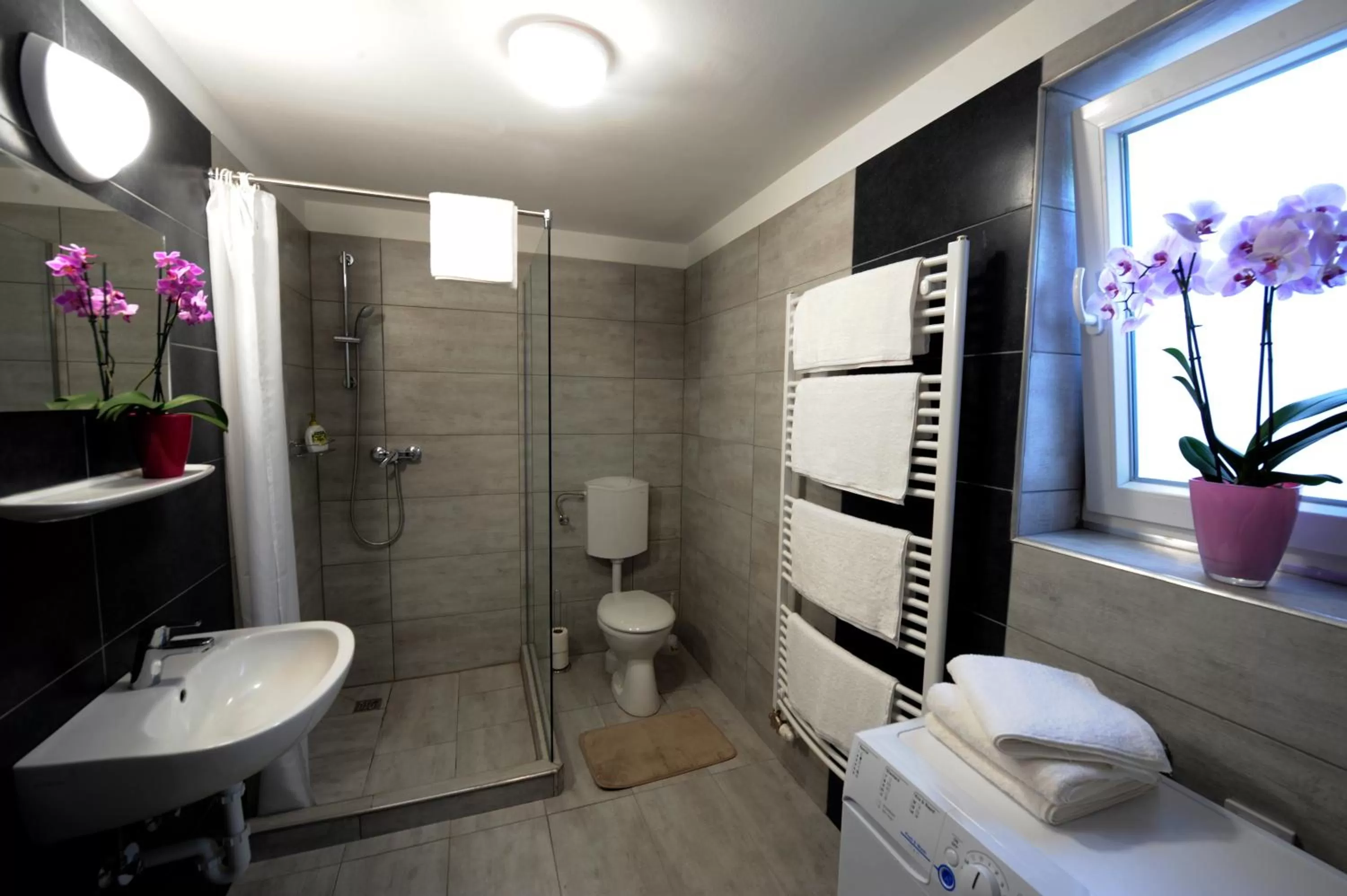 Shower, Bathroom in Tiszaliget Apartman és Szálló