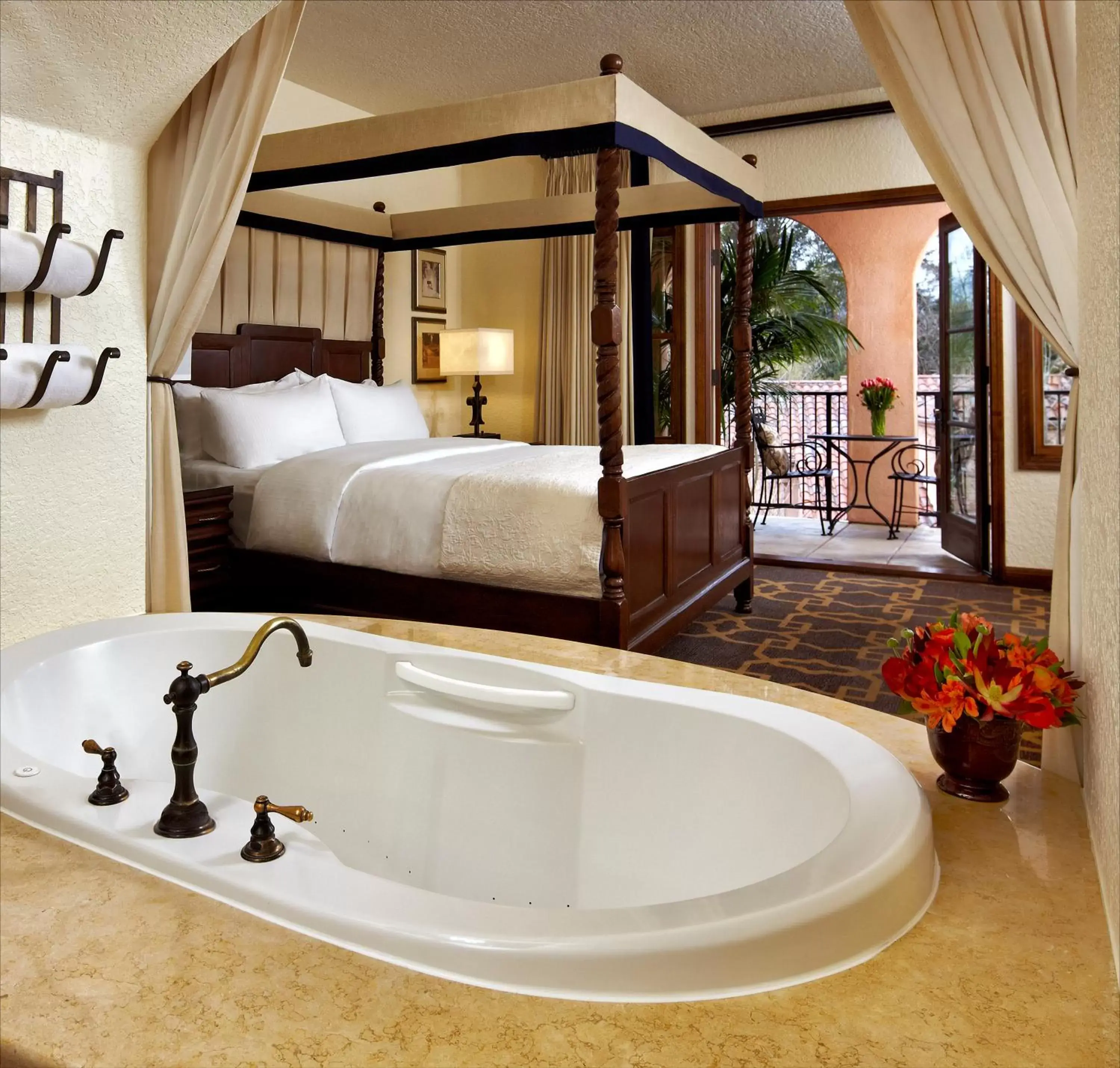 Bed, Bathroom in Fairmont Sonoma Mission Inn & Spa