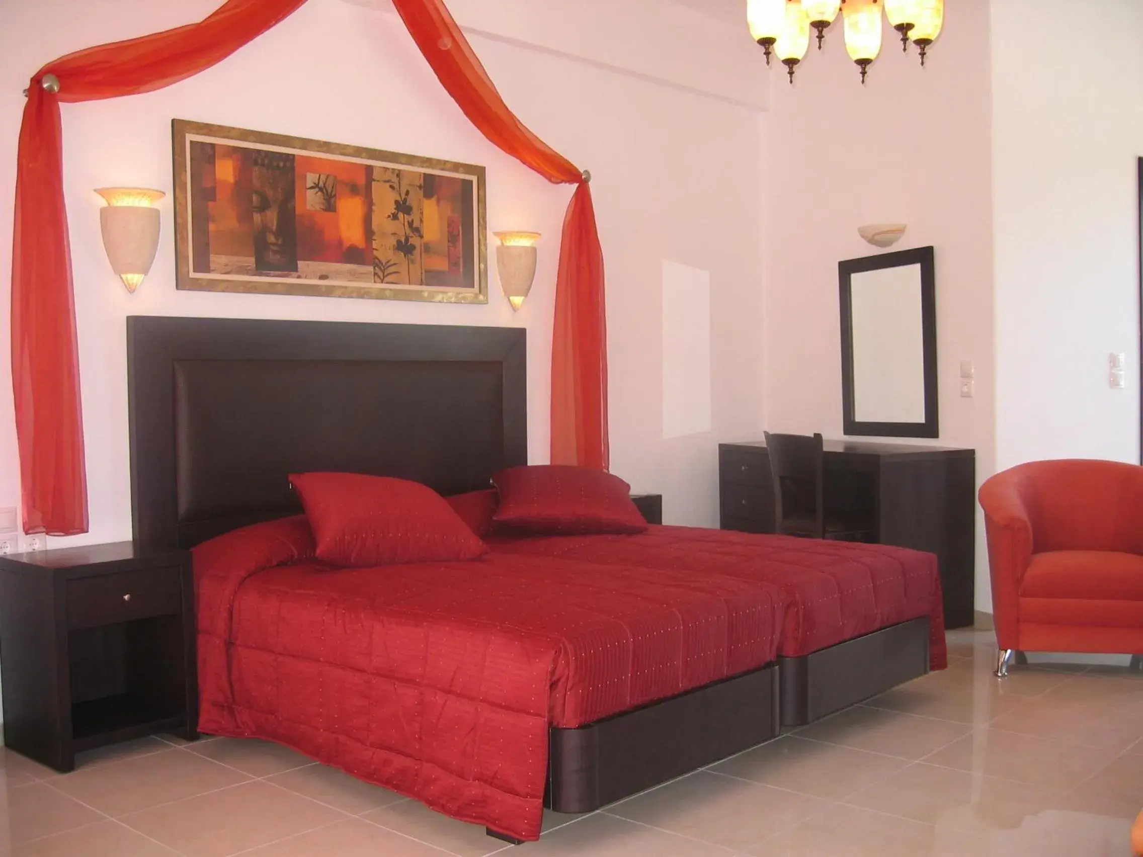 Bed in Giannoulaki Hotel
